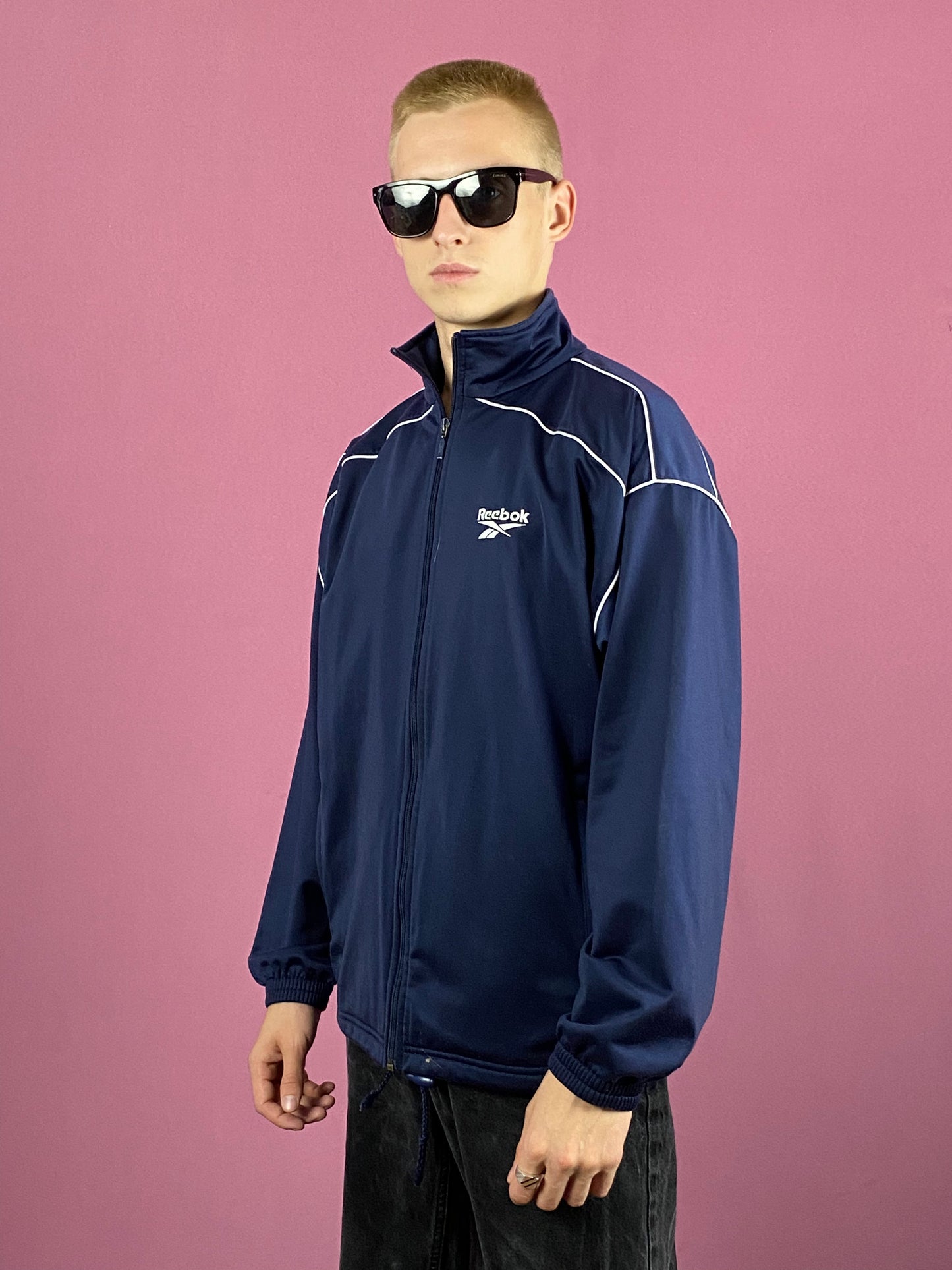 Reebok Vintage Men's Track Jacket - XS Navy Blue Polyester
