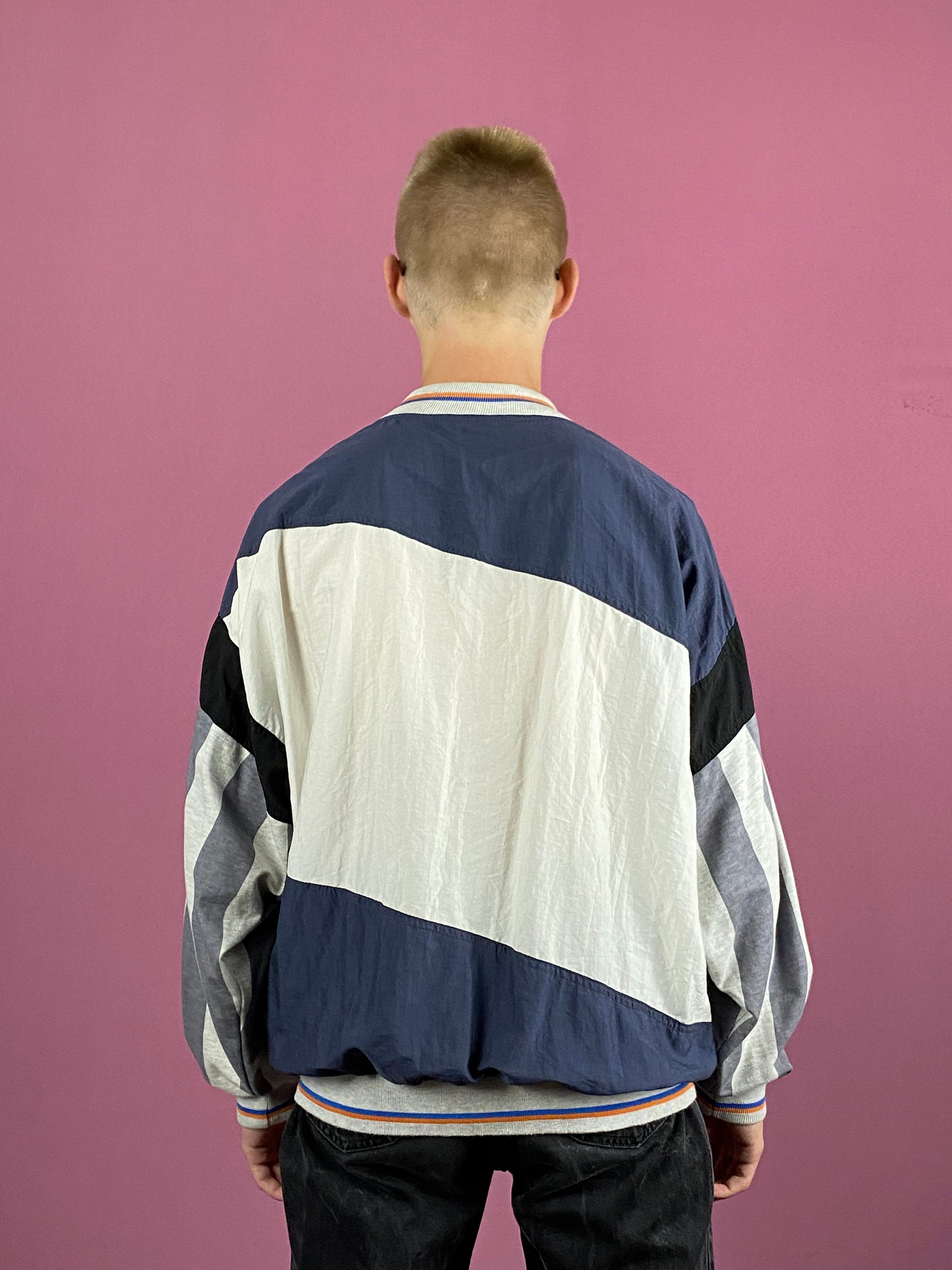 Reebok Vintage Men's Windbreaker Jacket - Medium White Nylon