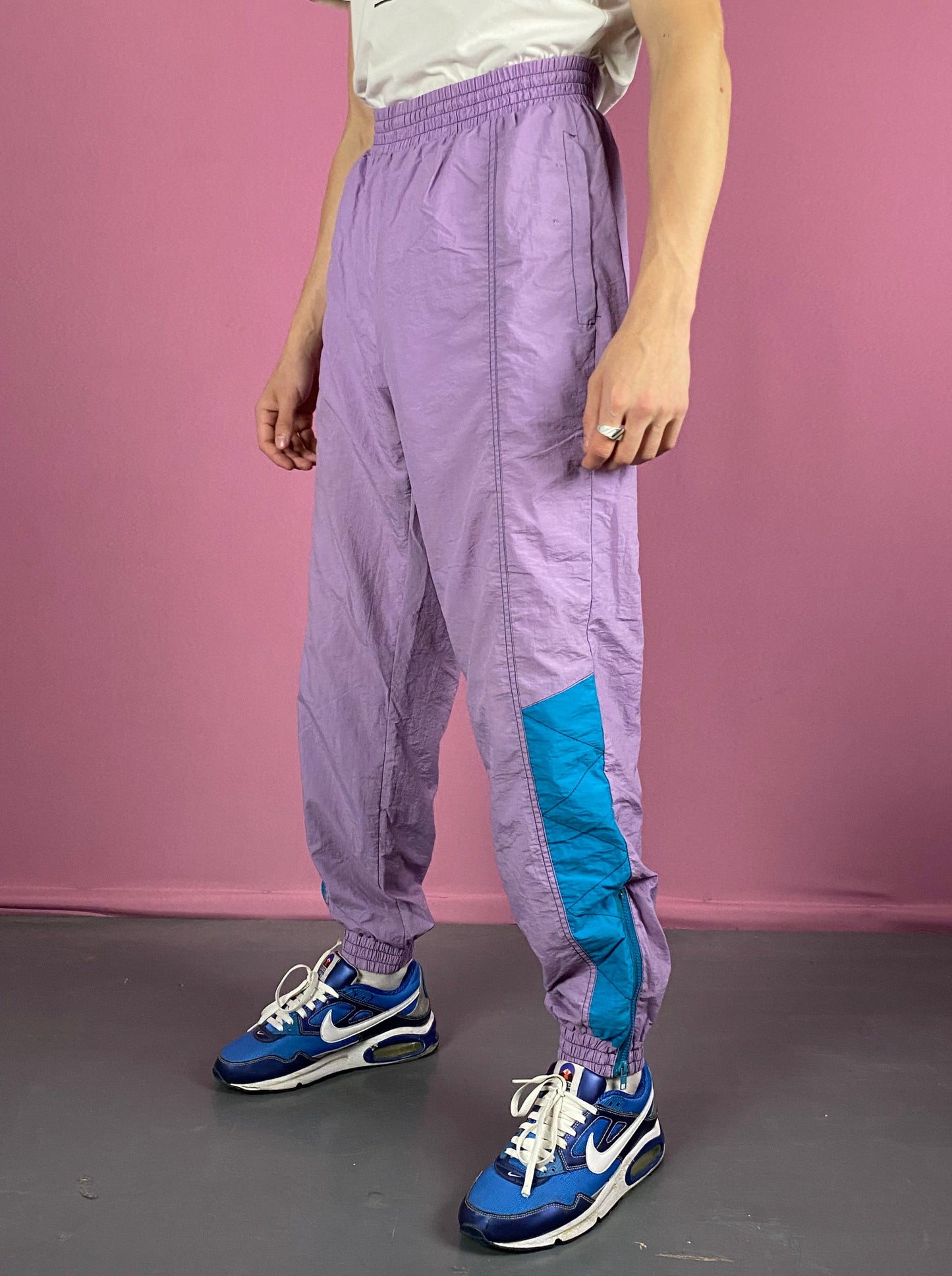 90s Vintage Men's Track Pants - S Purple Nylon