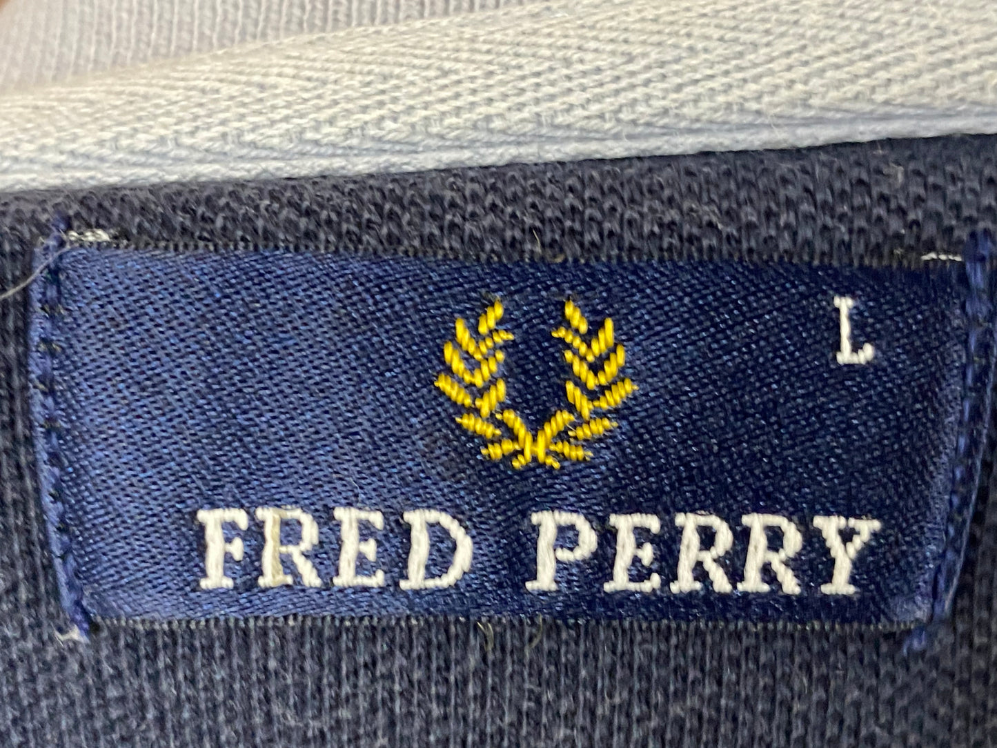Fred Perry Big Logo Vintage Men's Polo Shirt - Large Blue Cotton