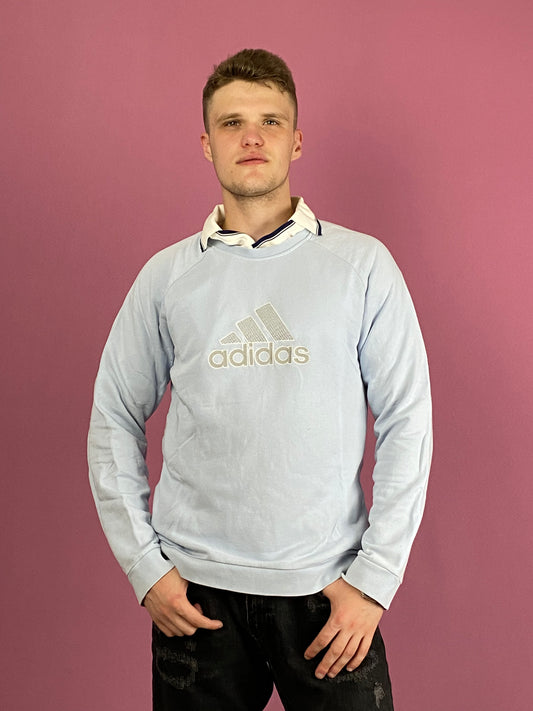 Adidas Vintage Men's Sweatshirt - Medium Blue Cotton