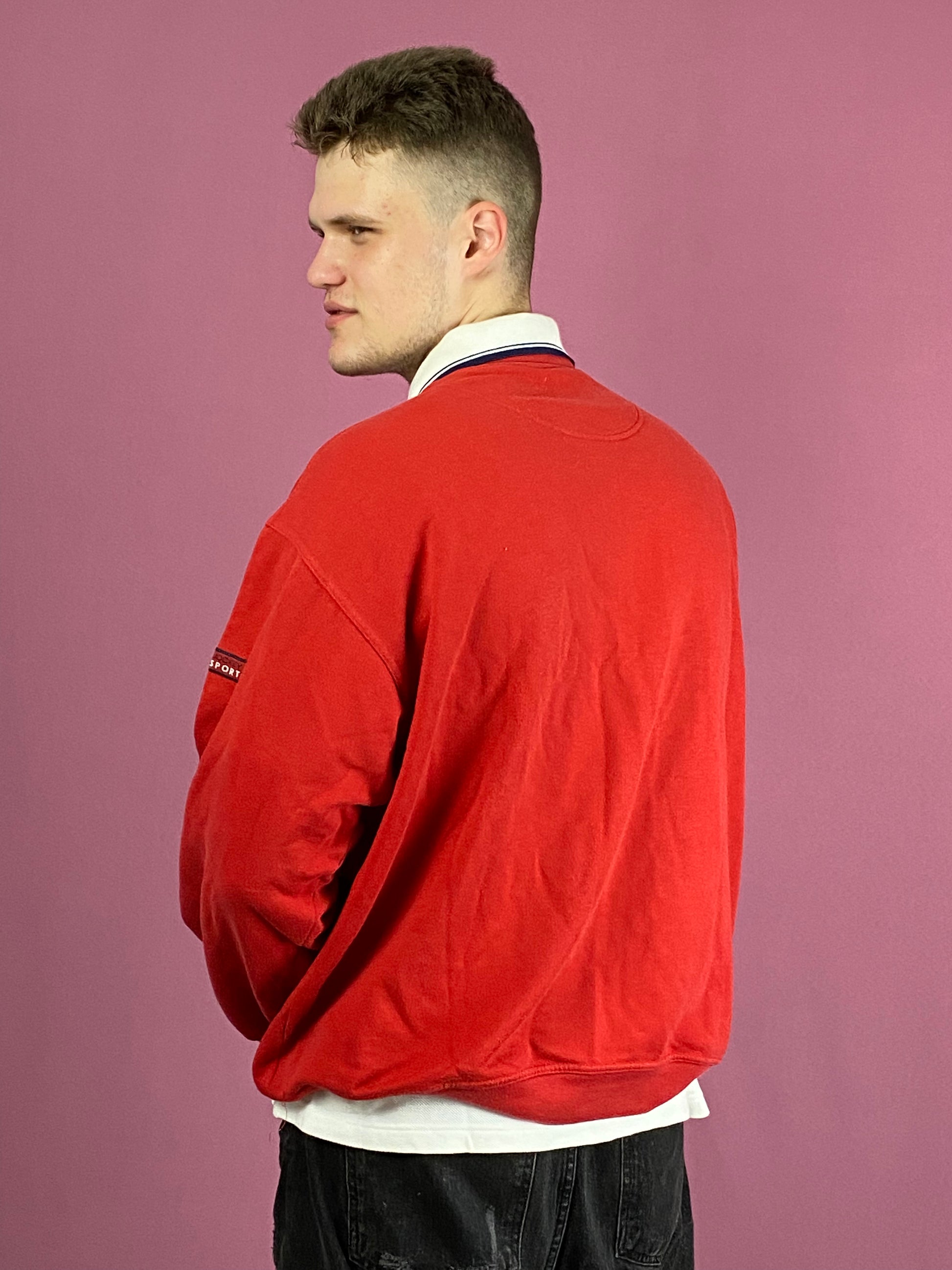 Jockey Vintage Men's Sweatshirt - Large Red Cotton Blend