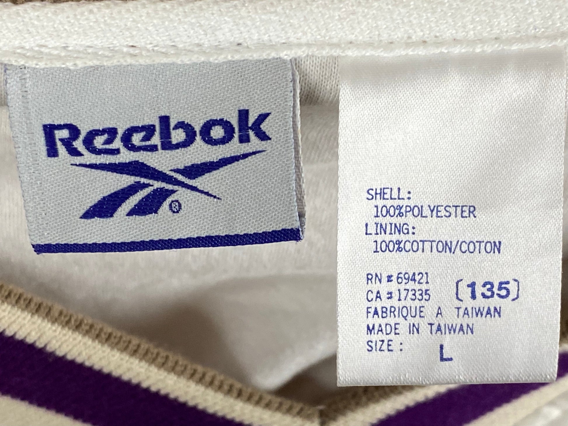 Reebok Vintage Men's Pullover Windbreaker Jacket - Large White