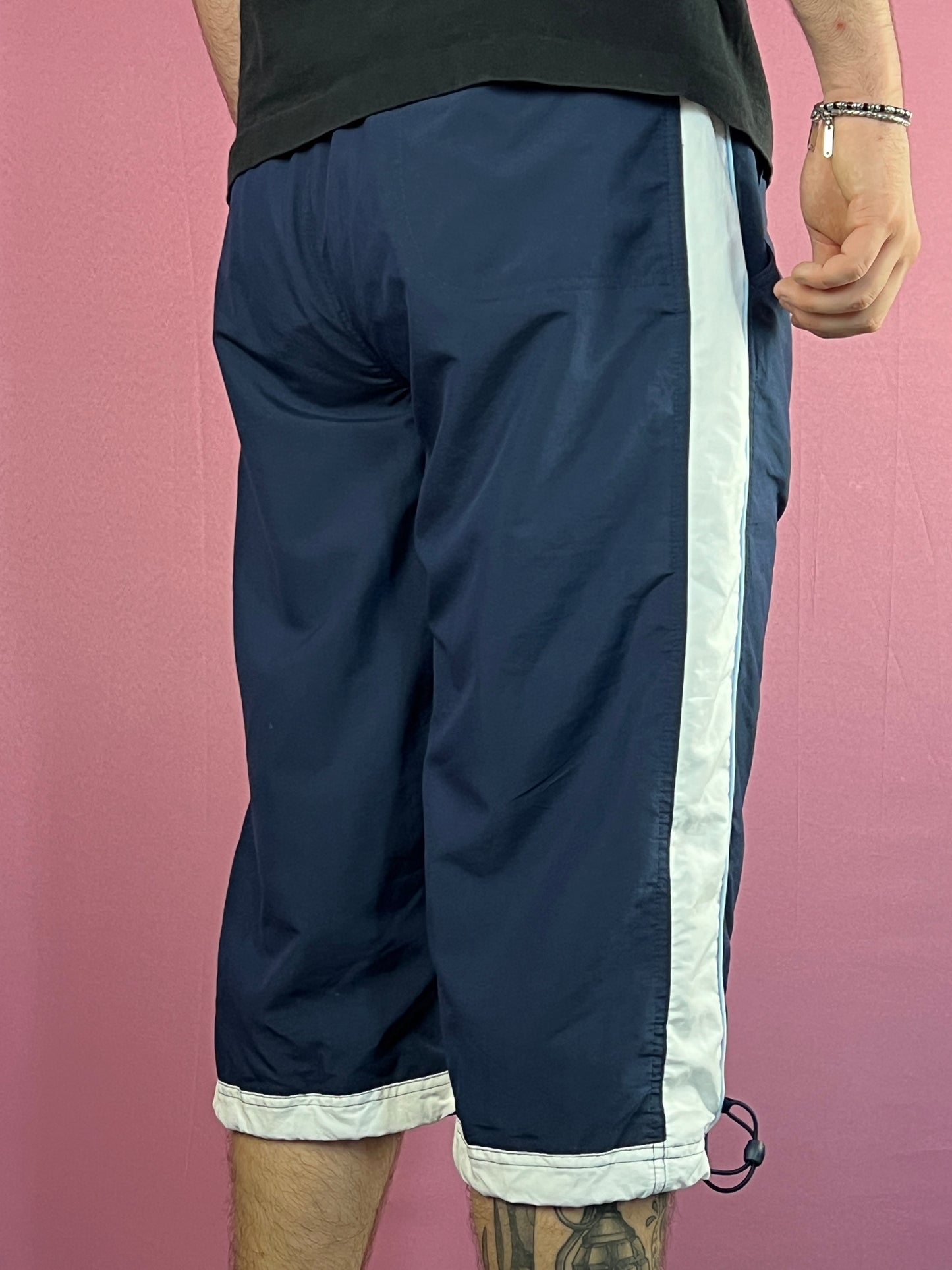 Nike Vintage Men's Long Sport Shorts - L Navy Blue Polyester