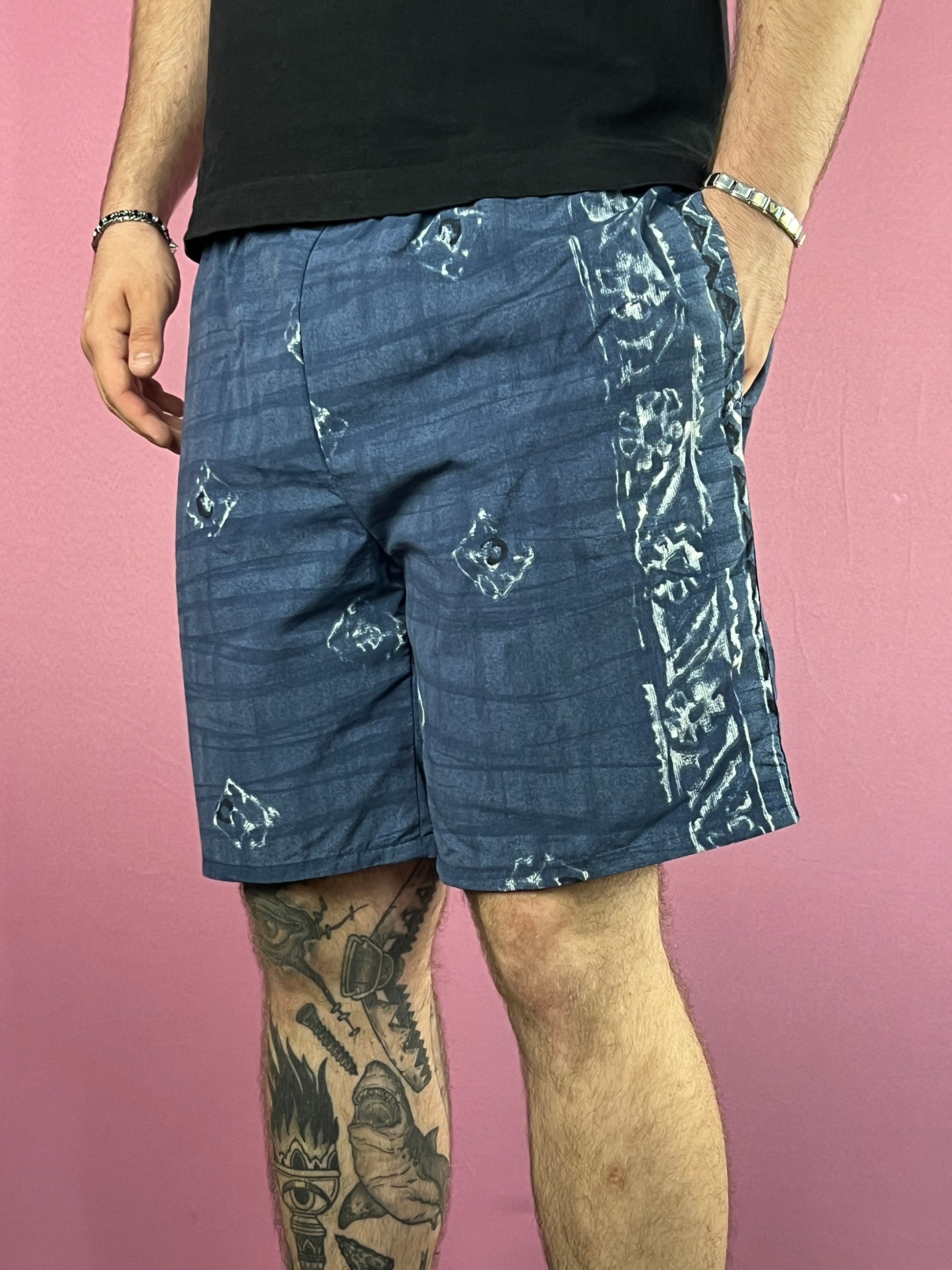 X-Cuse Vintage Men's Sport Shorts - L Navy Blue Polyester