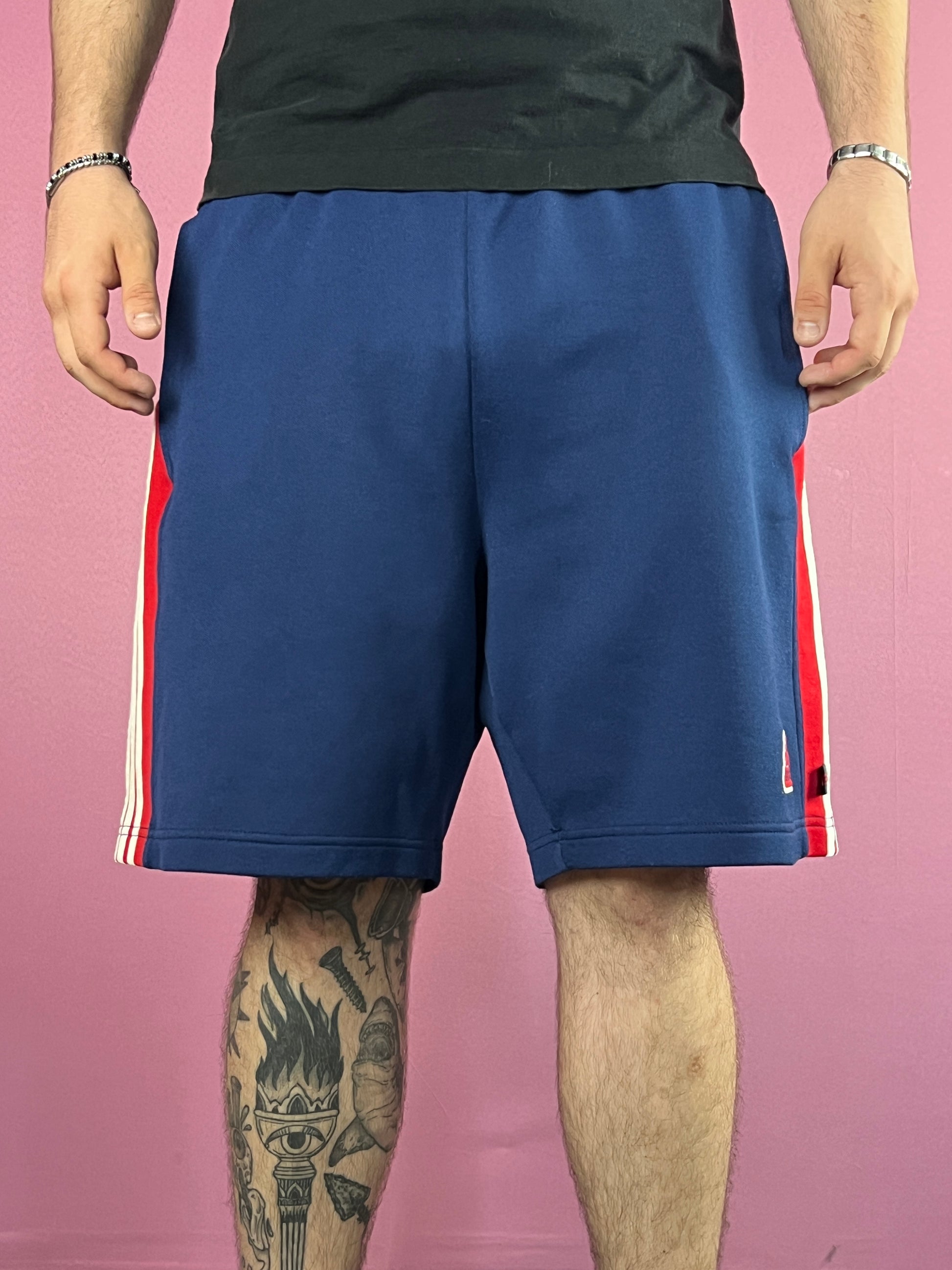 Adidas Vintage Men's Sport Shorts - L Navy Blue Polyester