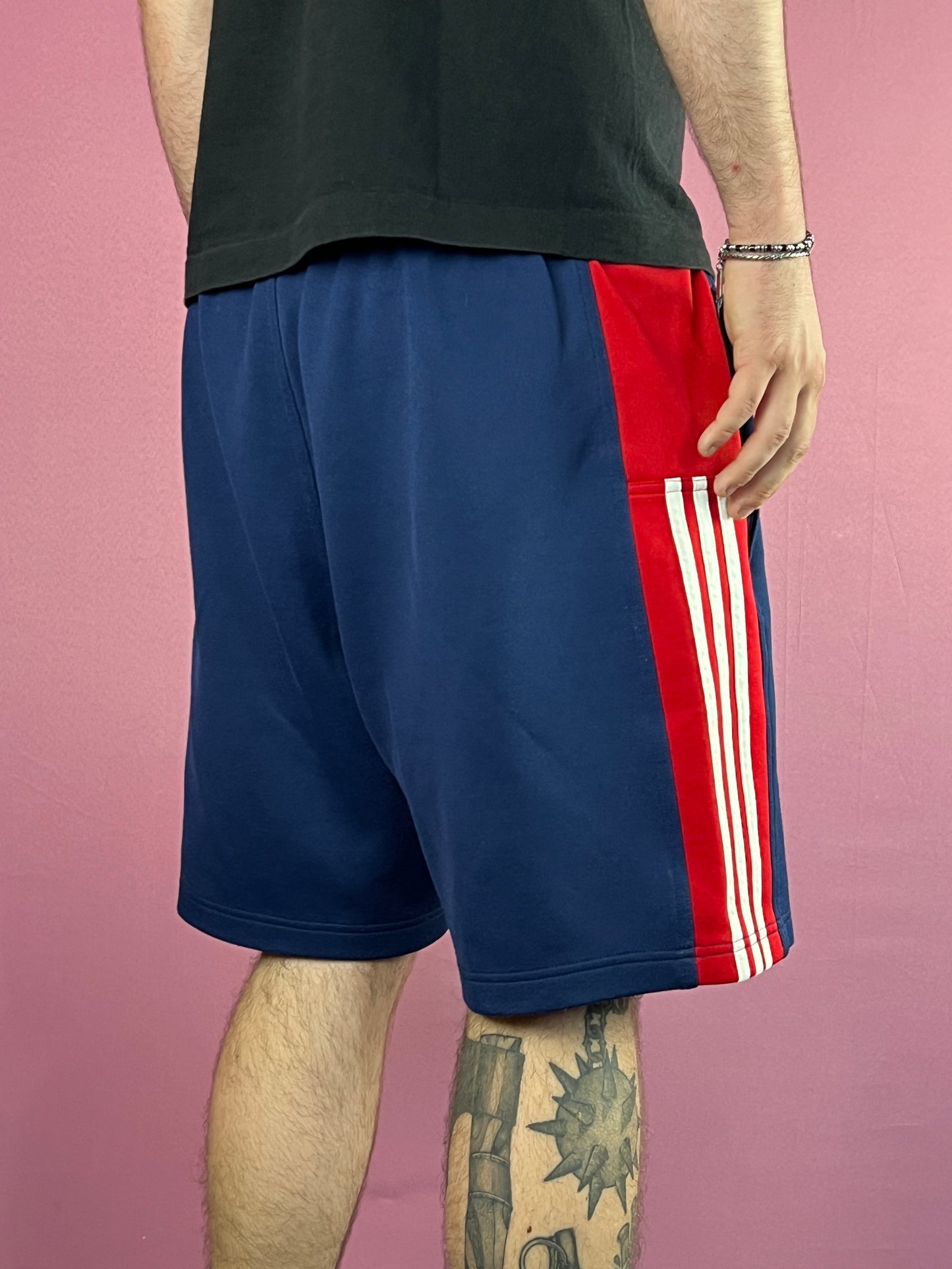 Adidas Vintage Men's Sport Shorts - L Navy Blue Polyester