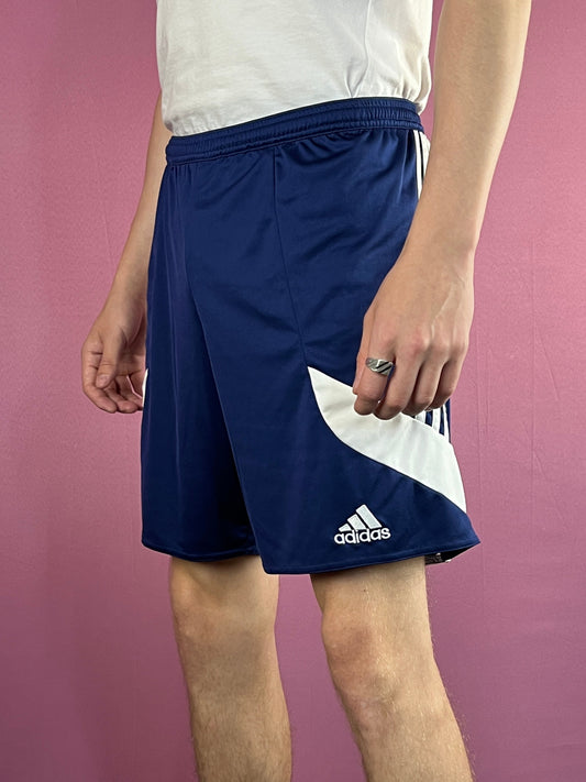 Adidas Vintage Men's Sport Shorts - L Navy Blue Polyester