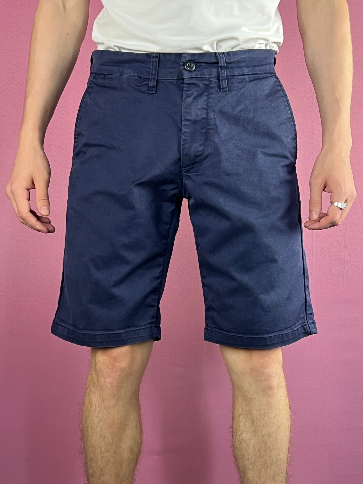 Carhartt WIP Johnson Short Vintage Men's Chino Shorts - 31 Navy Blue Cotton Blend