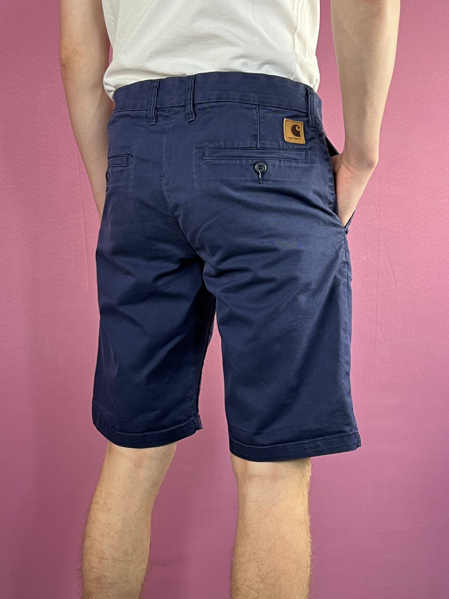 Carhartt WIP Johnson Short Vintage Men's Chino Shorts - 31 Navy Blue Cotton Blend