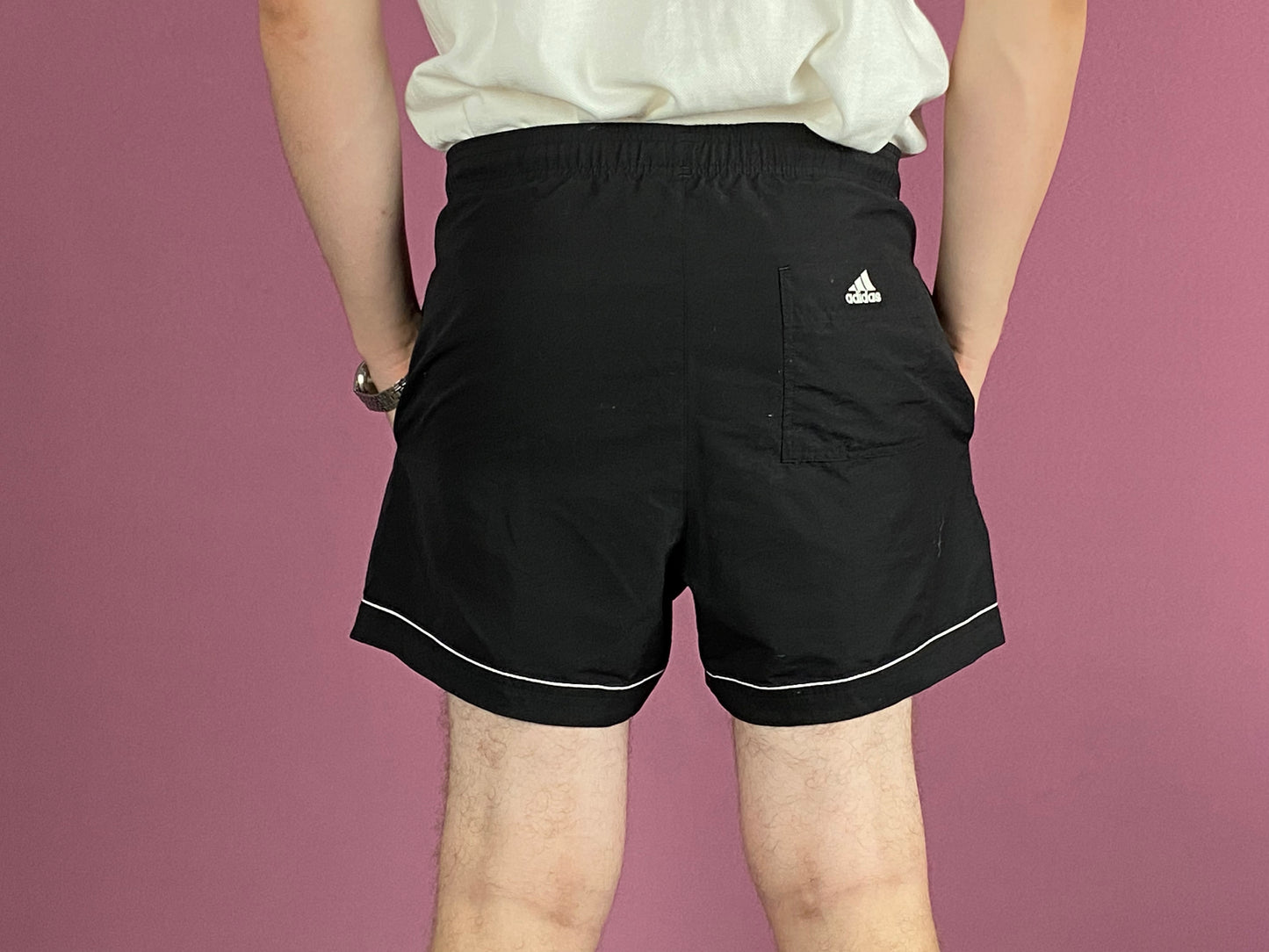 90s Adidas Vintage Men's Sport Shorts - Medium Black Polyester