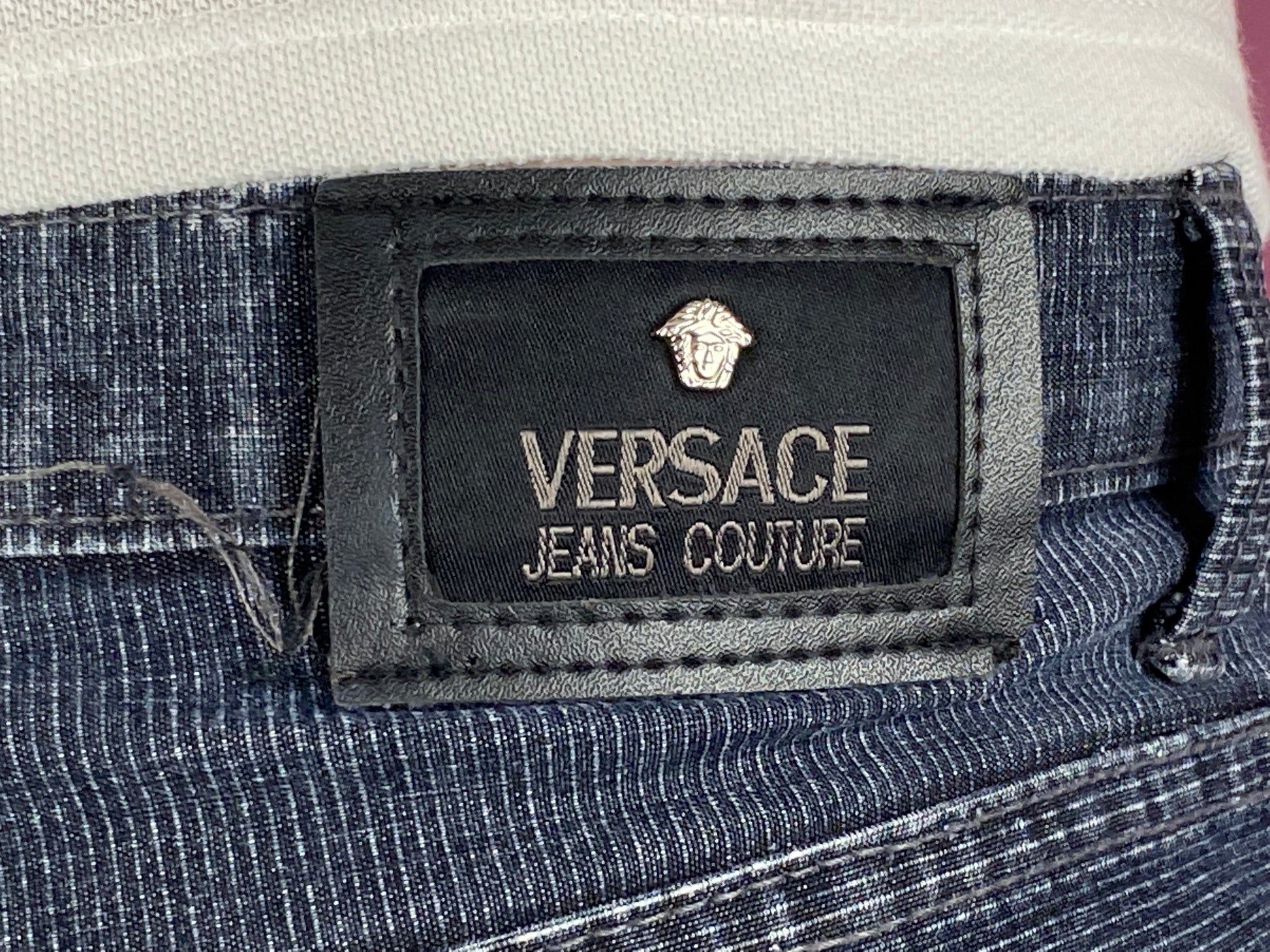 Versace Vintage Men's Long Jeans Shorts - 32 Navy Blue Cotton