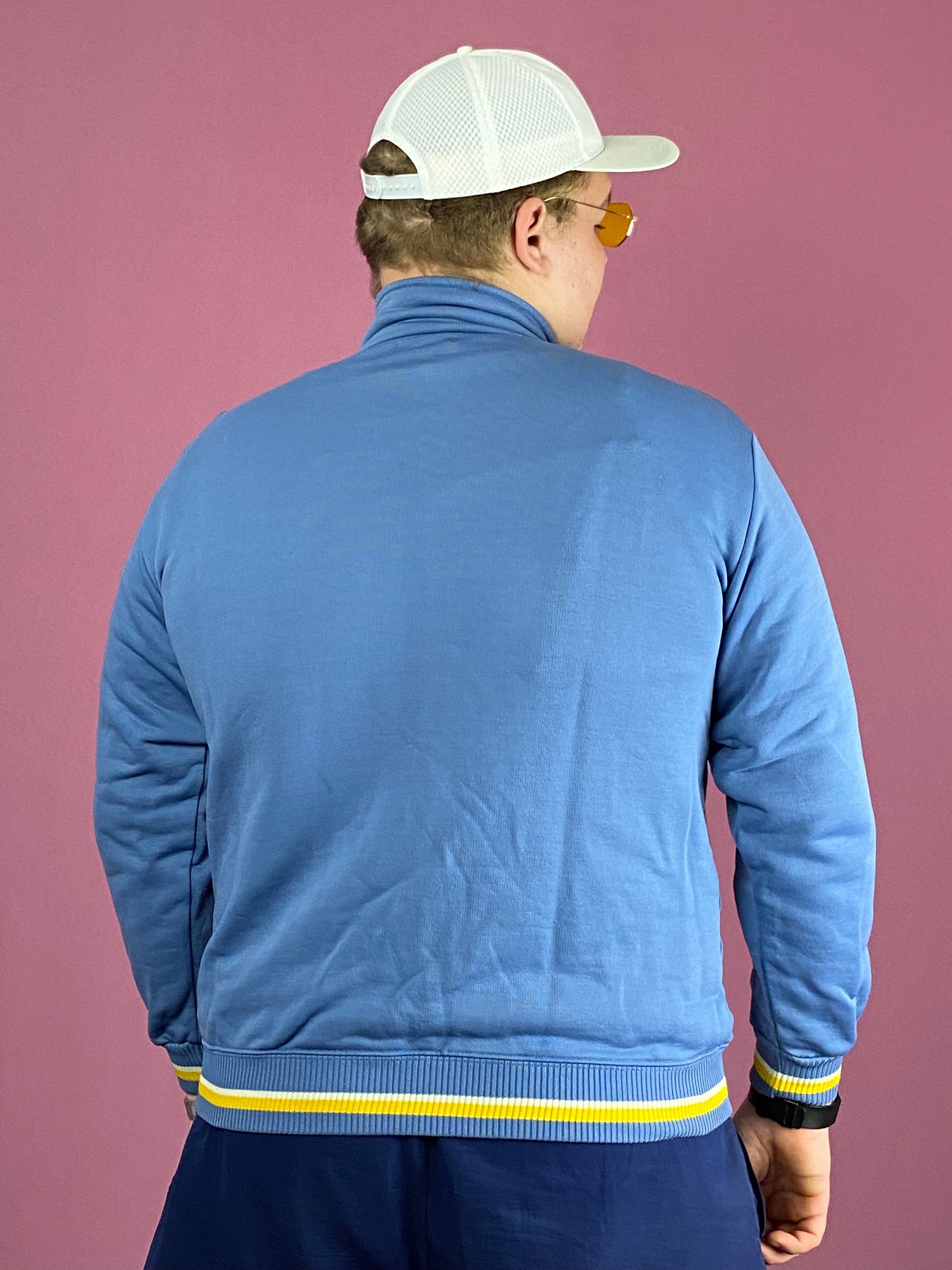 90s Fred Perry Vintage Men's Track Jacket - XL Blue Cotton Blend