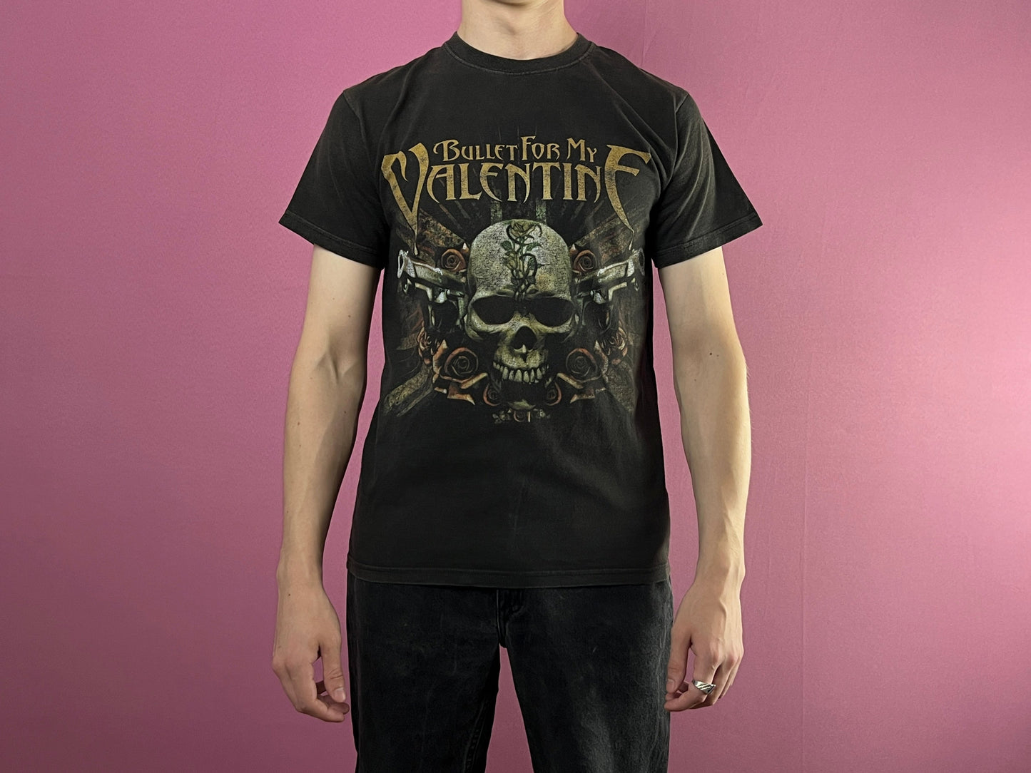 Bullet for my Valentine Fruit of the Loom Vintage Men's Faded Band T-Shirt - S Black Cotton