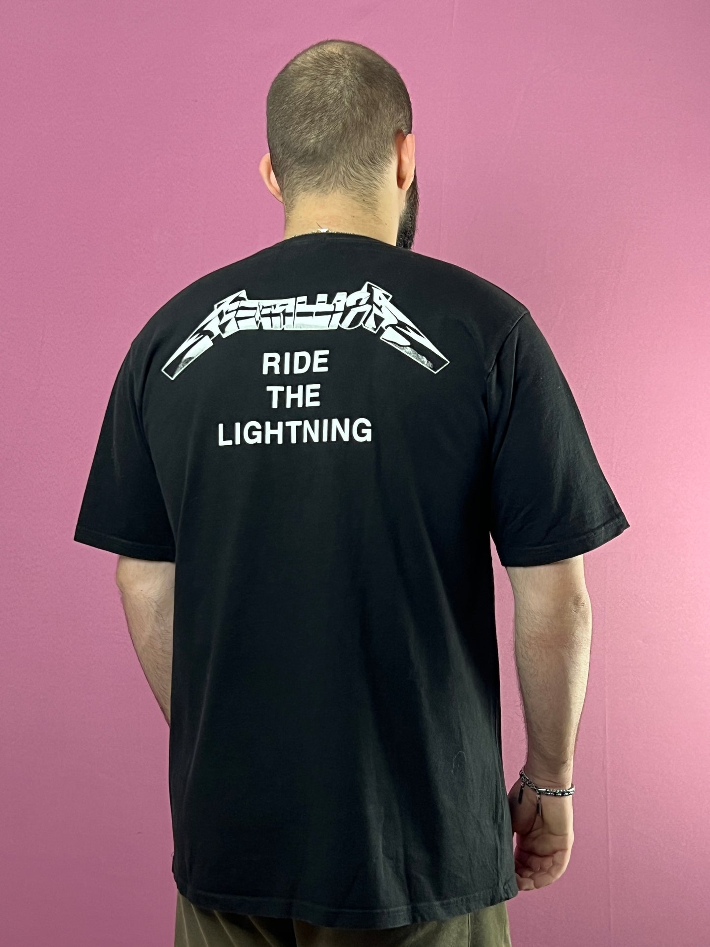 Metallica Ride the Lightning Vintage Men's Band T-Shirt - L Black Cotton