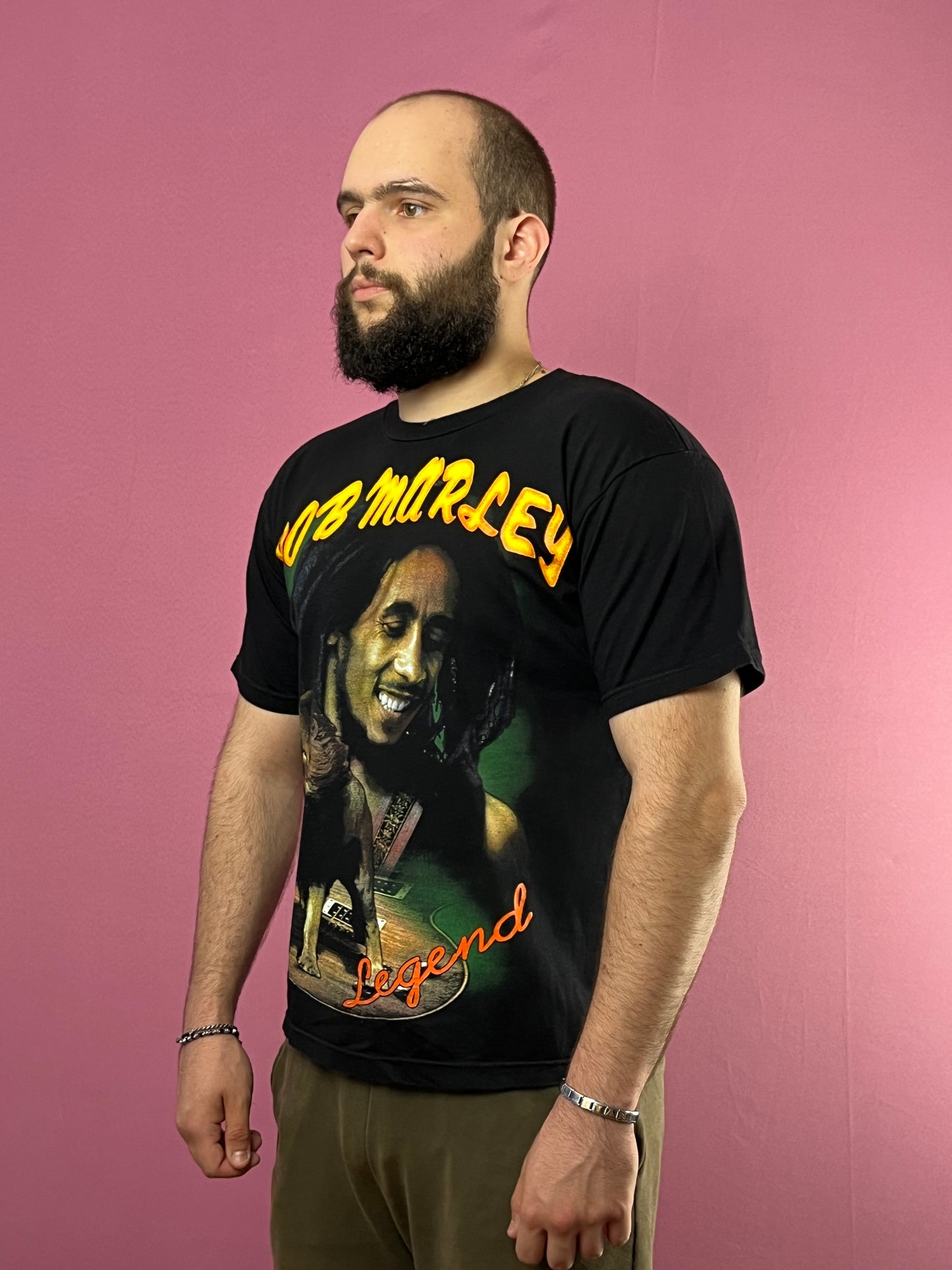 Bob Marley Thunder Vintage Men's T-Shirt - L Black Cotton