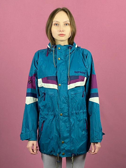 90s Navigare Vintage Women's Rain Jacket - Large Blue Nylon