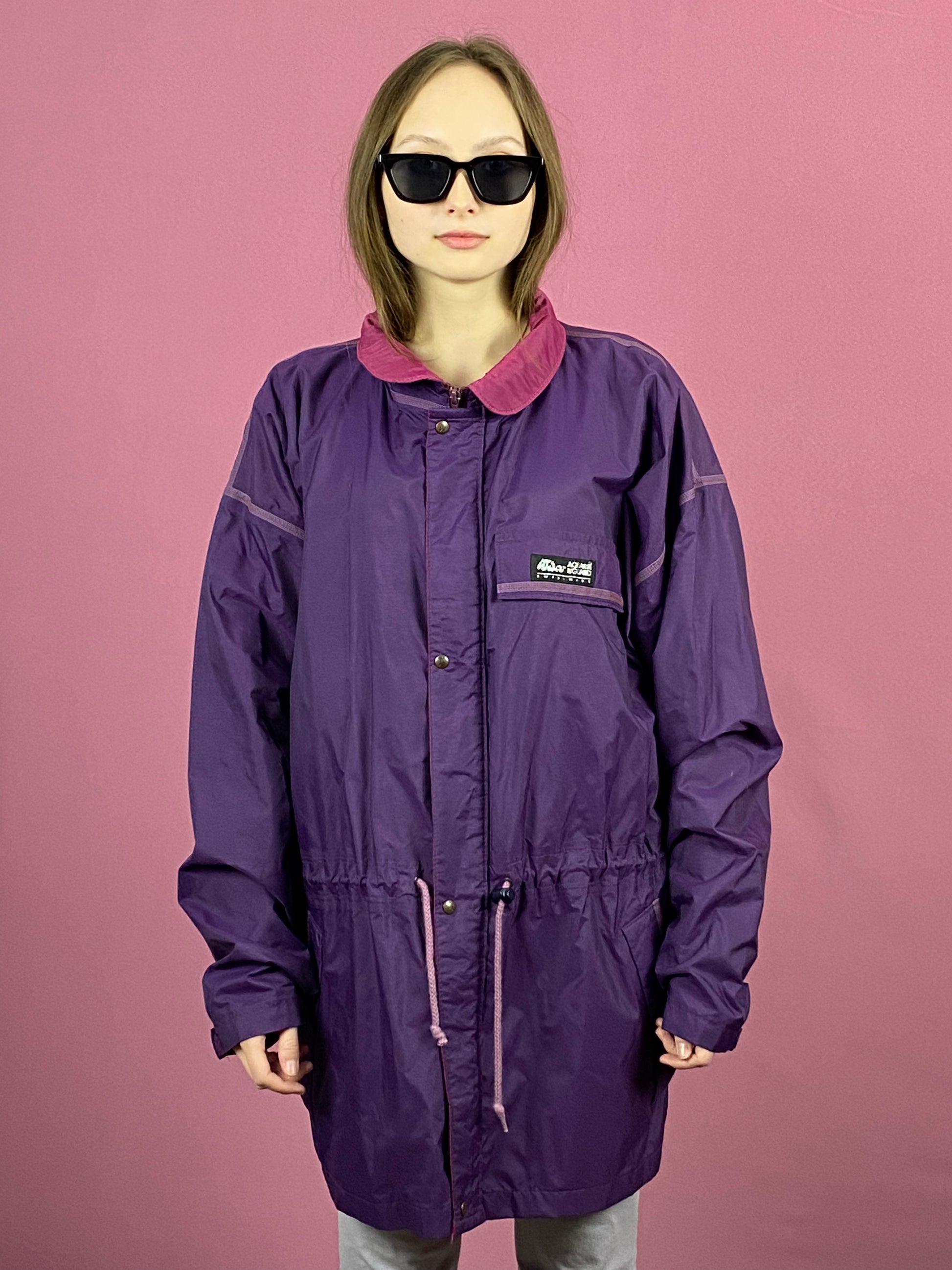 90s Aqua Guard Vintage Women's Raincoat - Large Purple Nylon