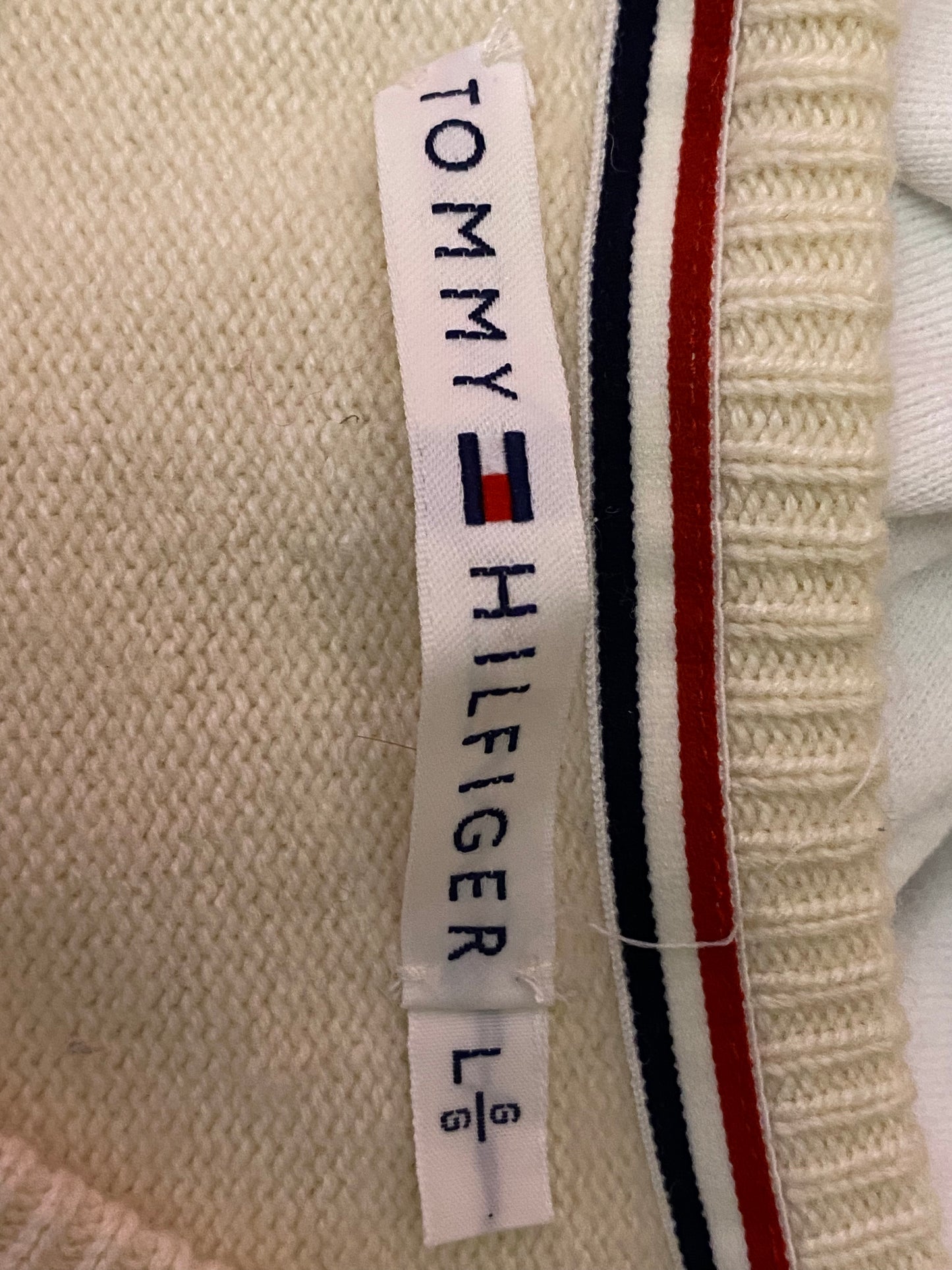 Tommy Hilfiger Vintage Women's Sweater - Large White Wool Blend