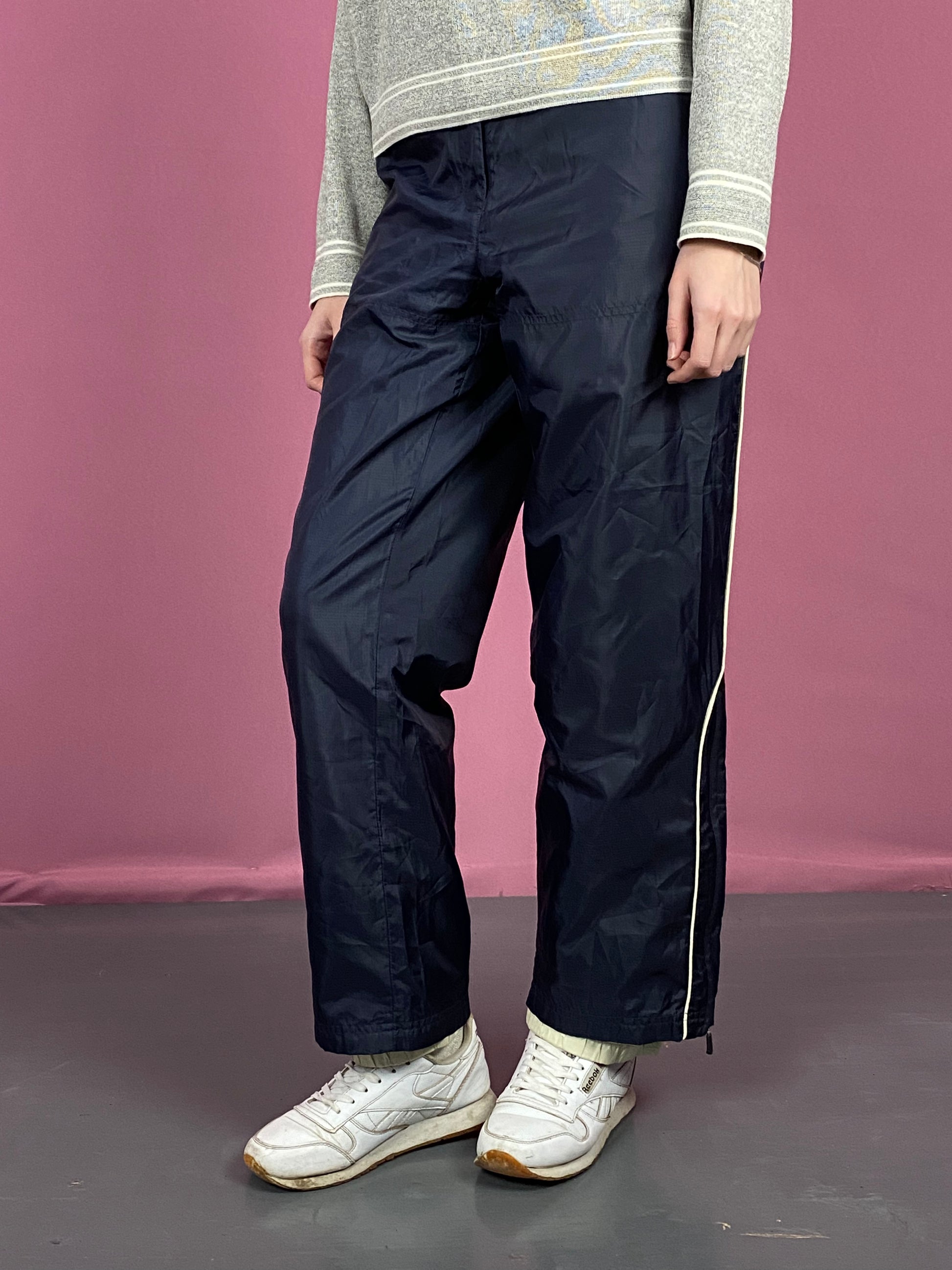 Adidas Y2K Vintage Women's Straight Track Pants - L Navy Blue Polyester
