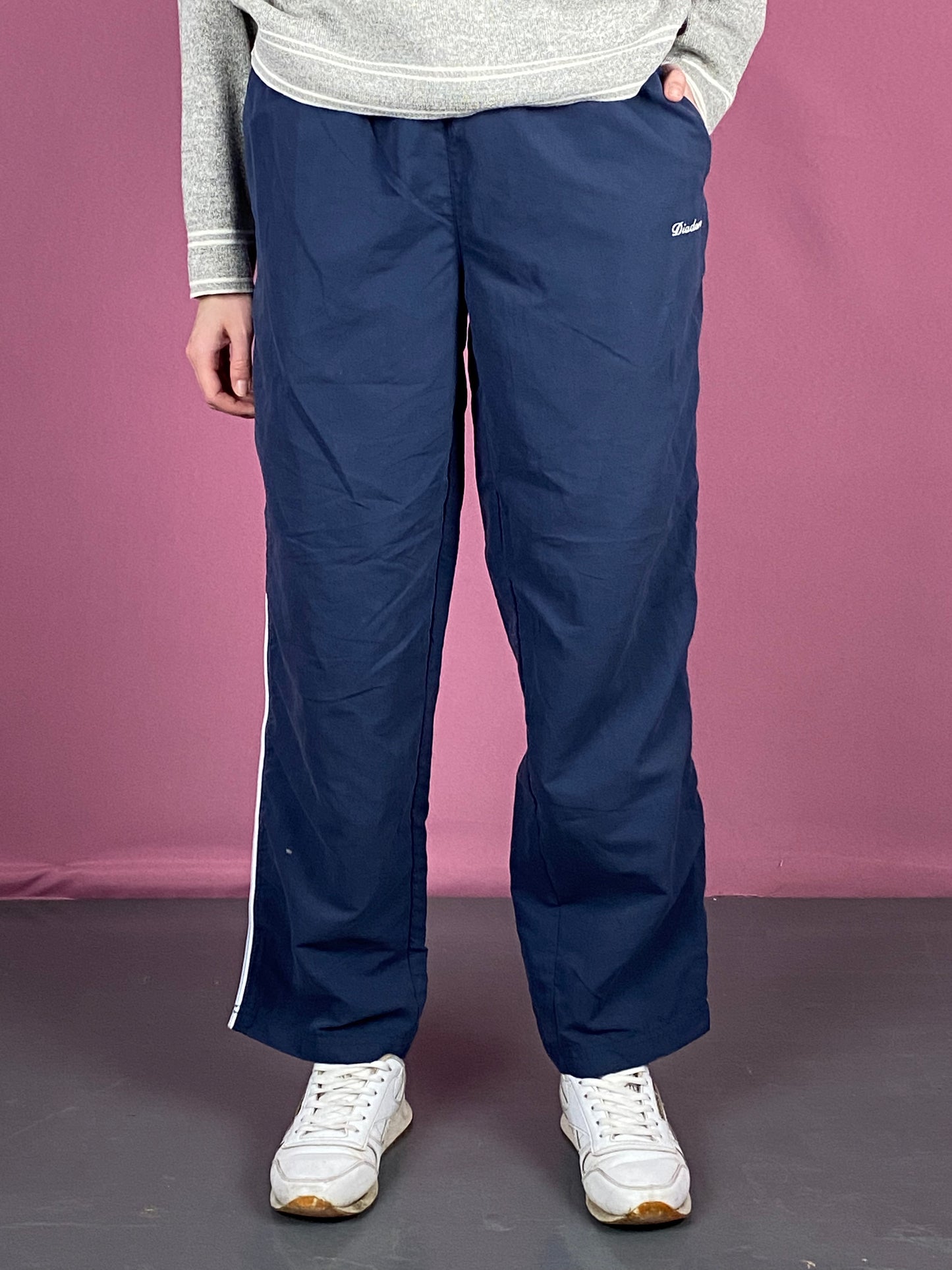 Diadora Vintage Women's Track Pants - M Navy Blue Polyester