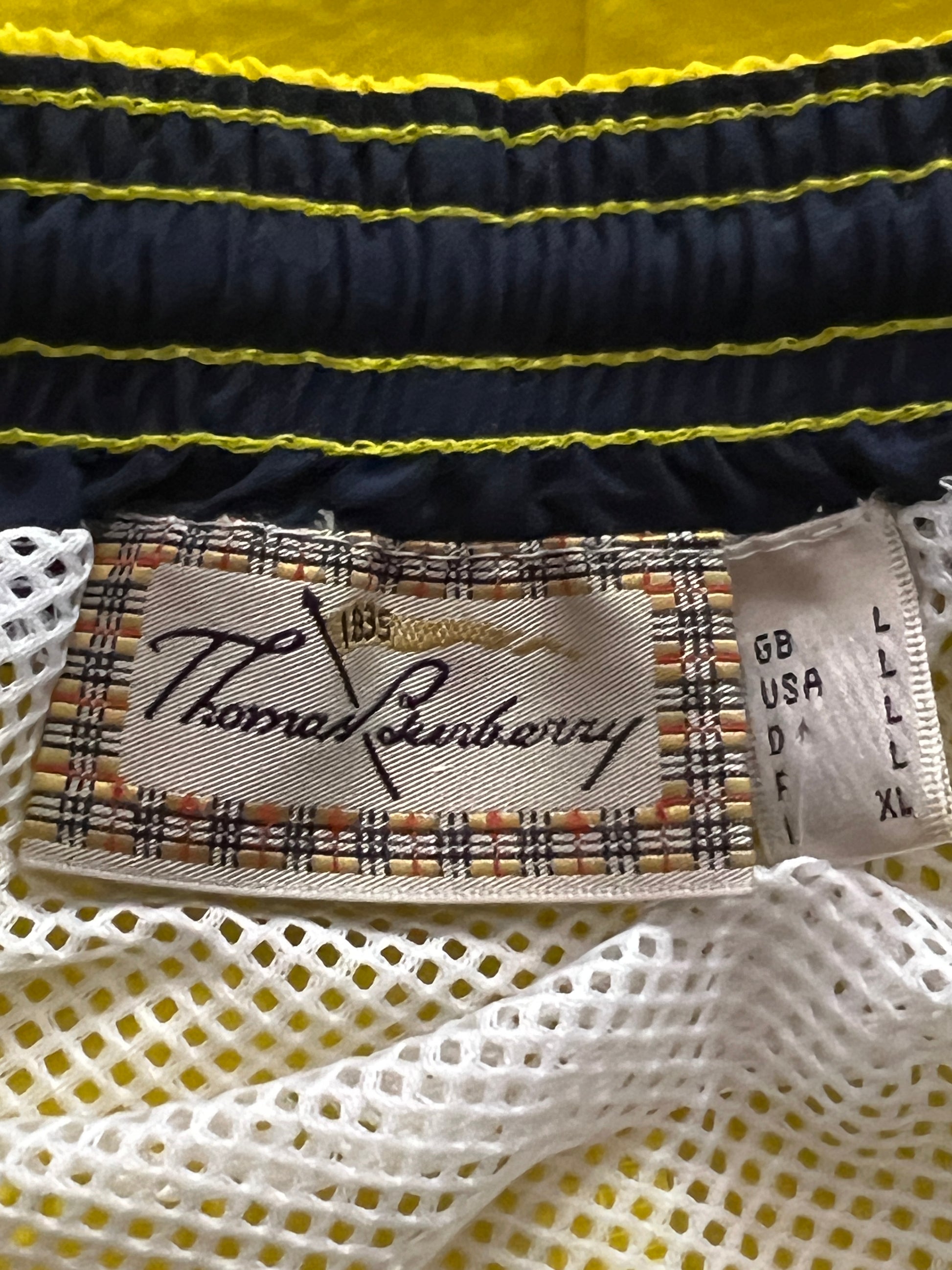 90s Thomas Burberry Vintage Men's Shorts - L Yellow Nylon