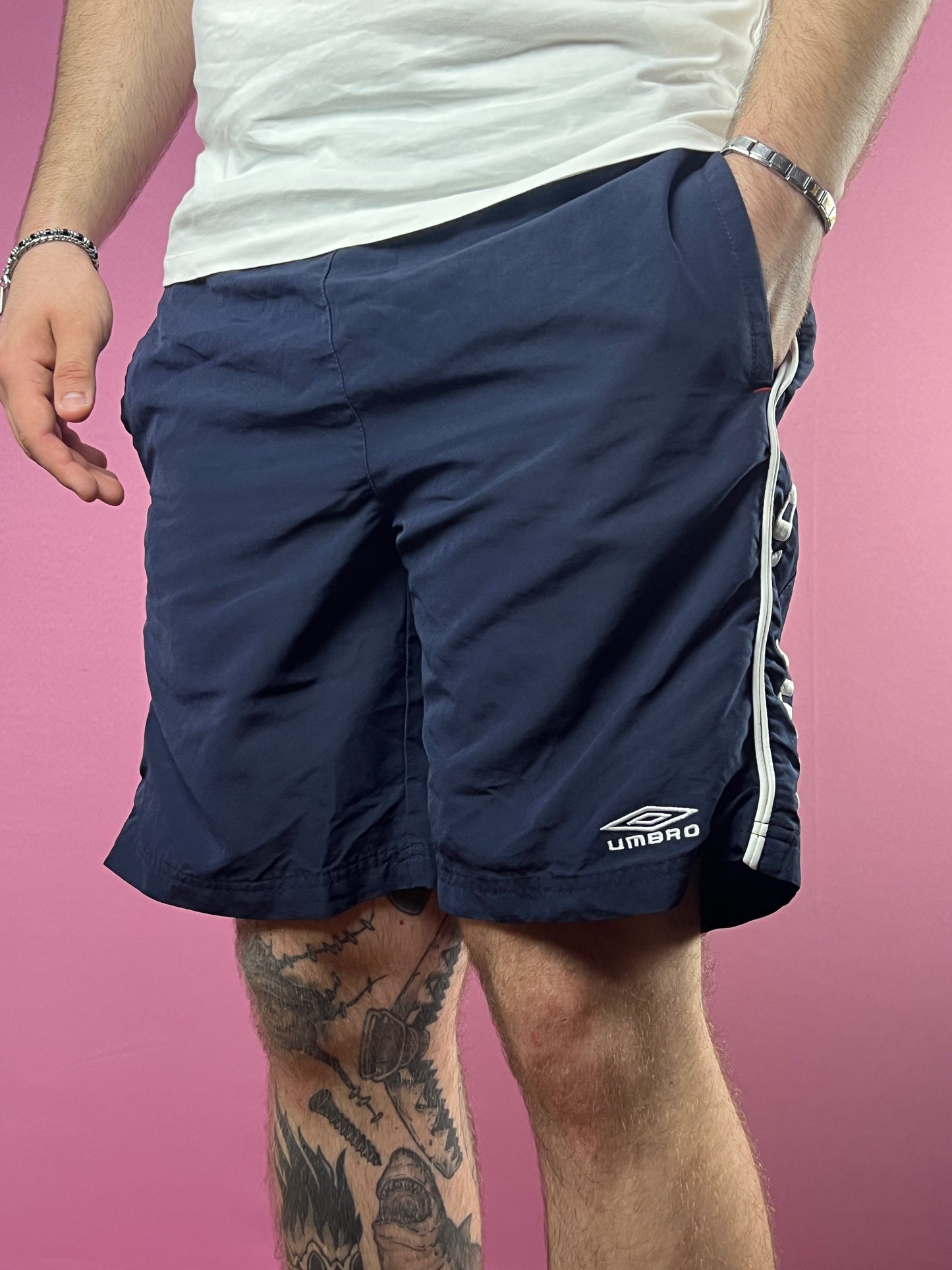 Umbro Vintage Men's Sport Shorts - M Navy Blue Polyester