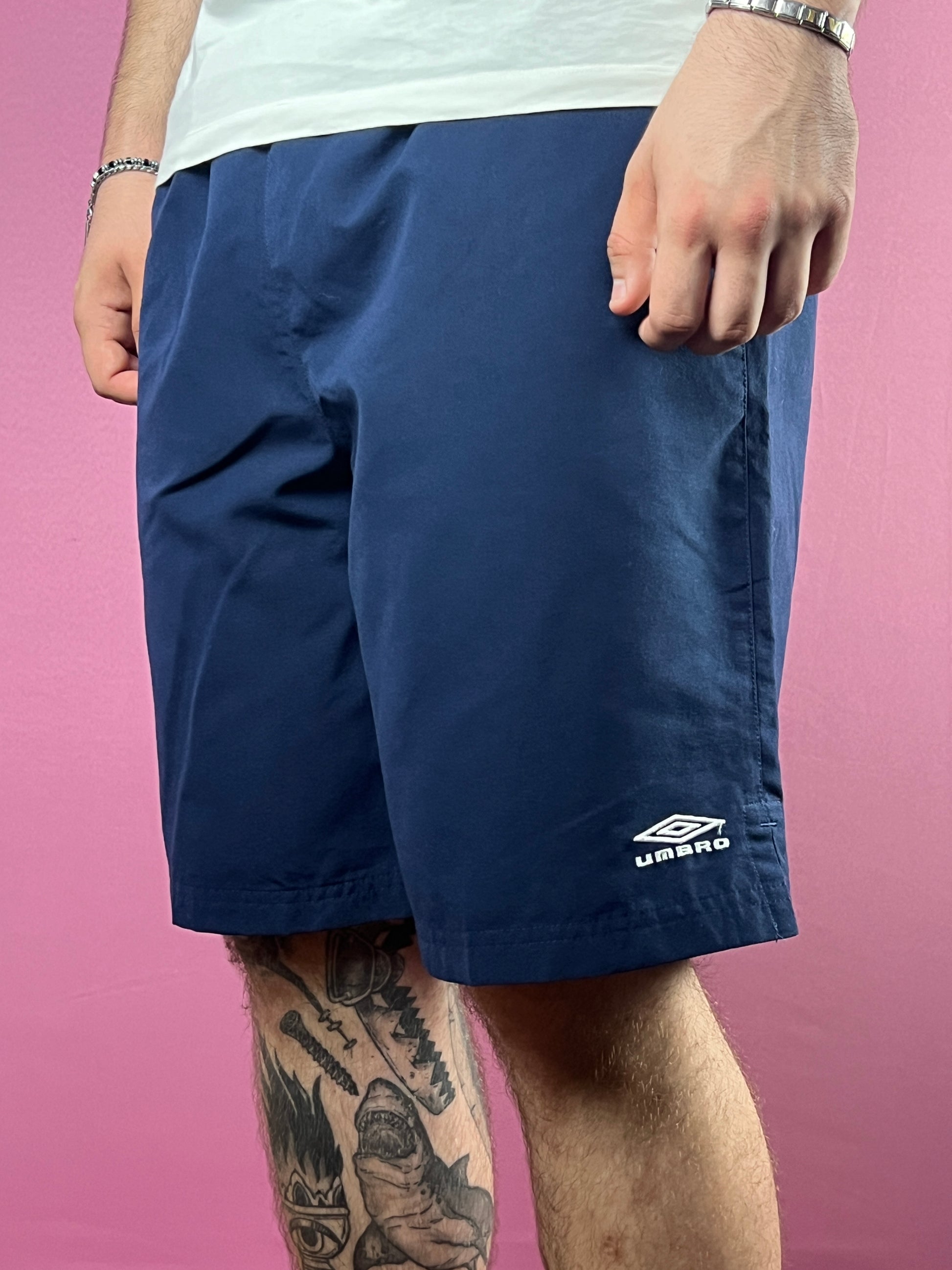 Umbro Vintage Men's Sport Shorts - M Navy Blue Polyester