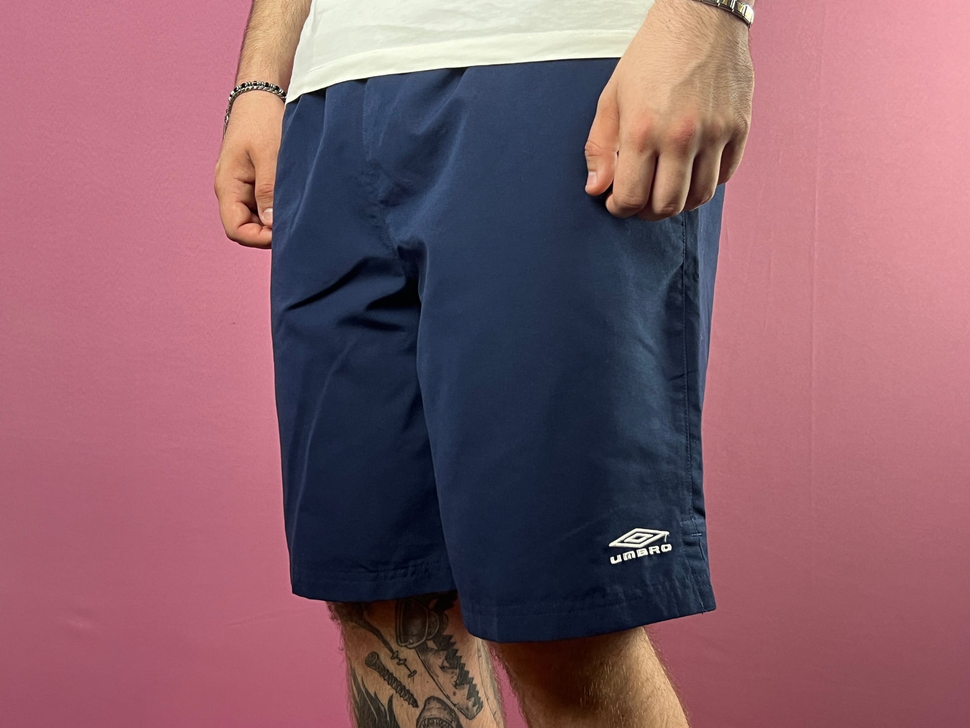 Umbro Vintage Men's Sport Shorts - M Navy Blue Polyester