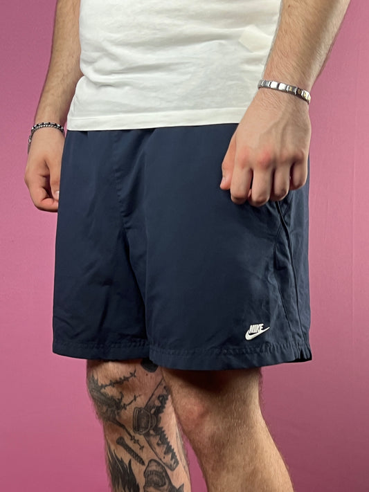 Nike Vintage Men's Sport Shorts - L Navy Blue Nylon