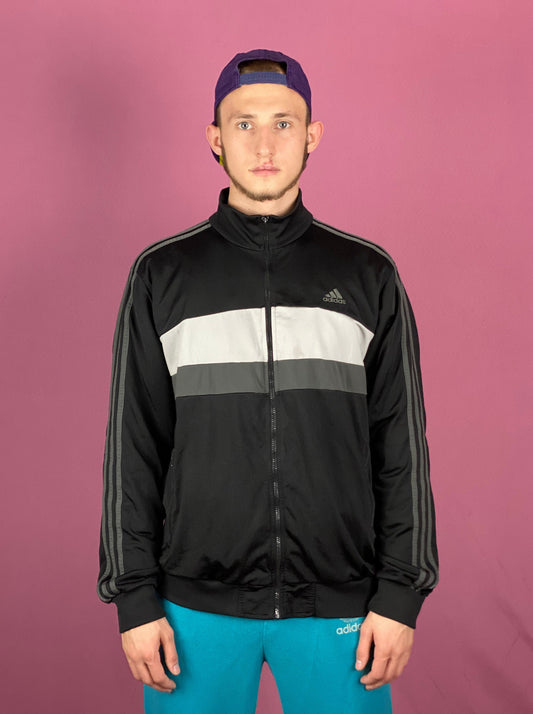 Adidas Vintage Men's Track Jacket - XL Black Polyester