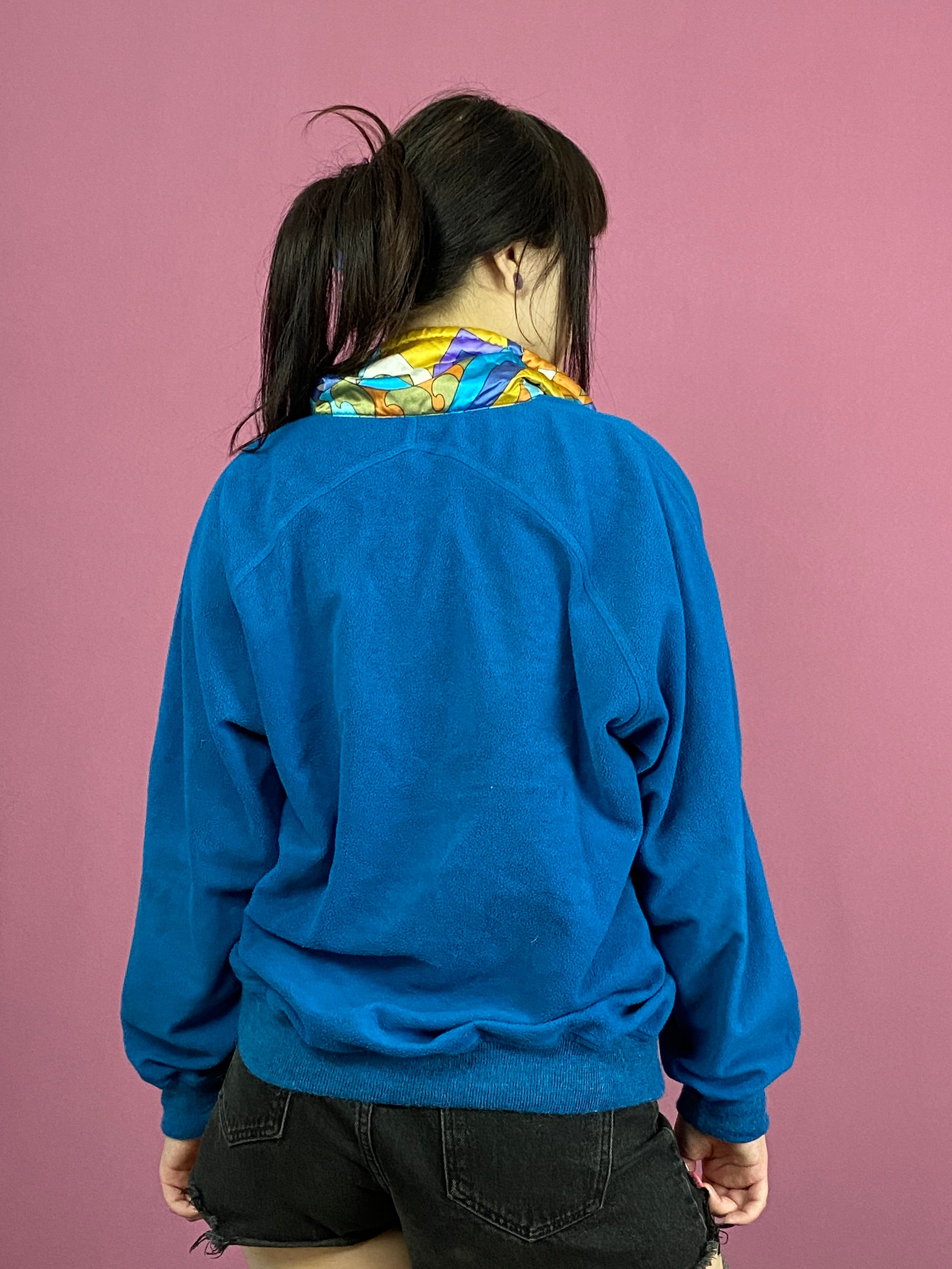 90s Silvy Vintage Women's Hald Zip Fleece - Medium Blue Polyester