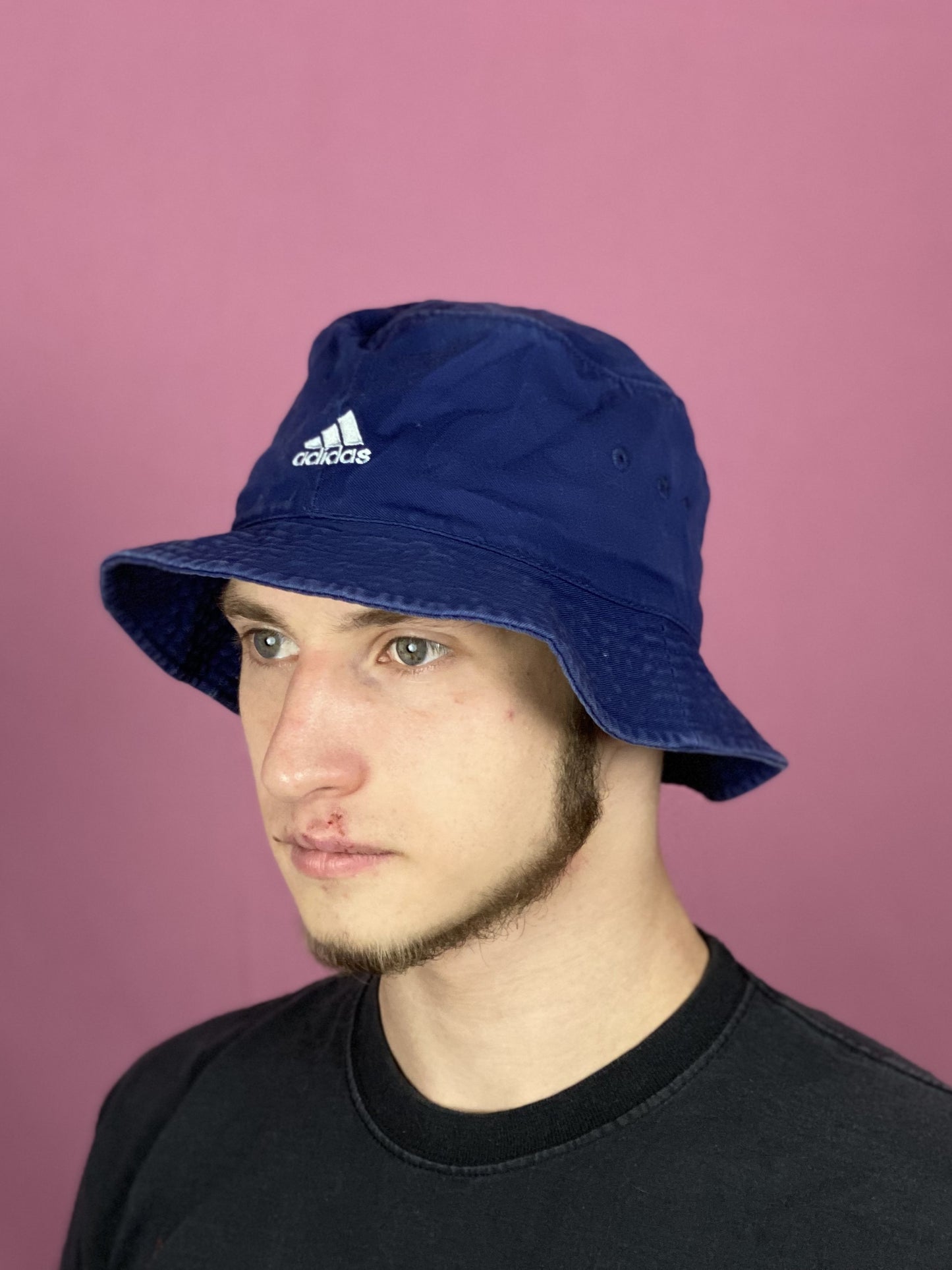 Adidas UEFA Euro 2000 Vintage Bucket Hat - M Navy Blue Cotton