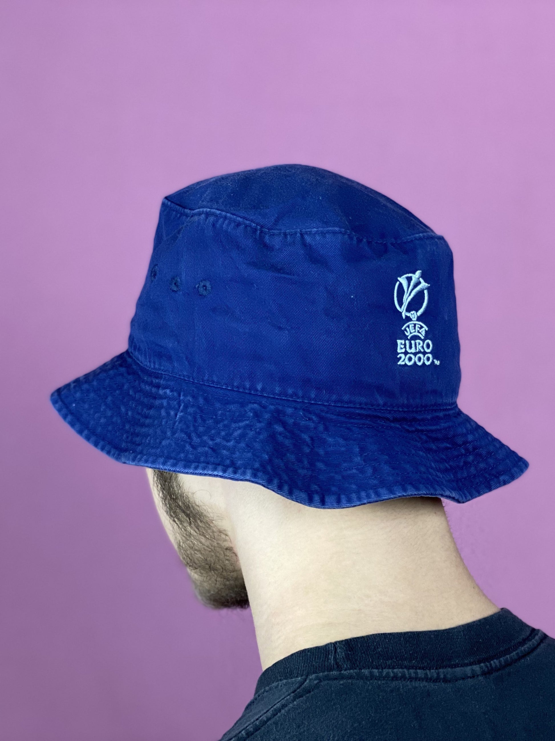 Adidas UEFA Euro 2000 Vintage Bucket Hat - M Navy Blue Cotton