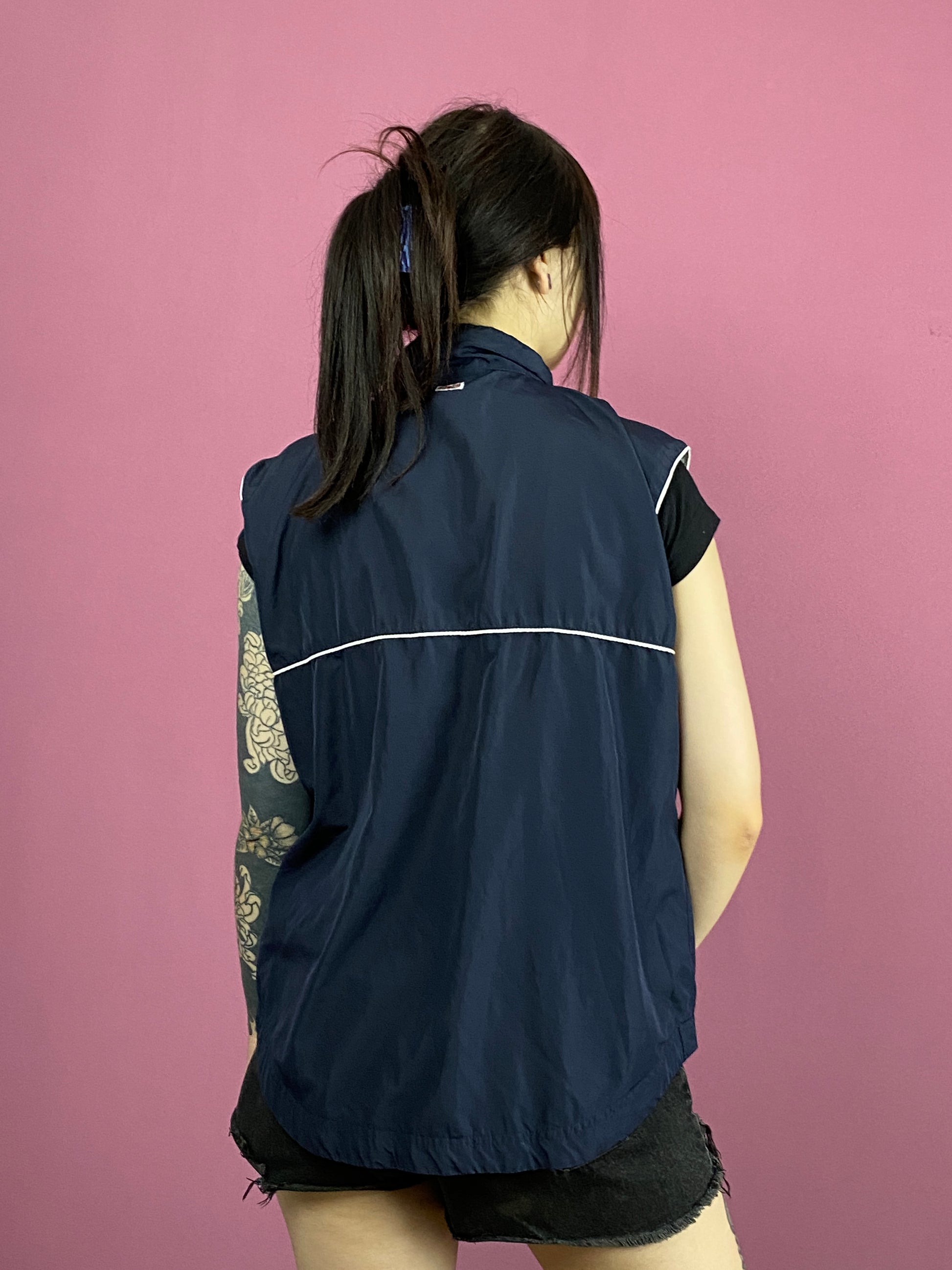 90s Reebok Vintage Women's Vest - Large Navy Blue Polyester
