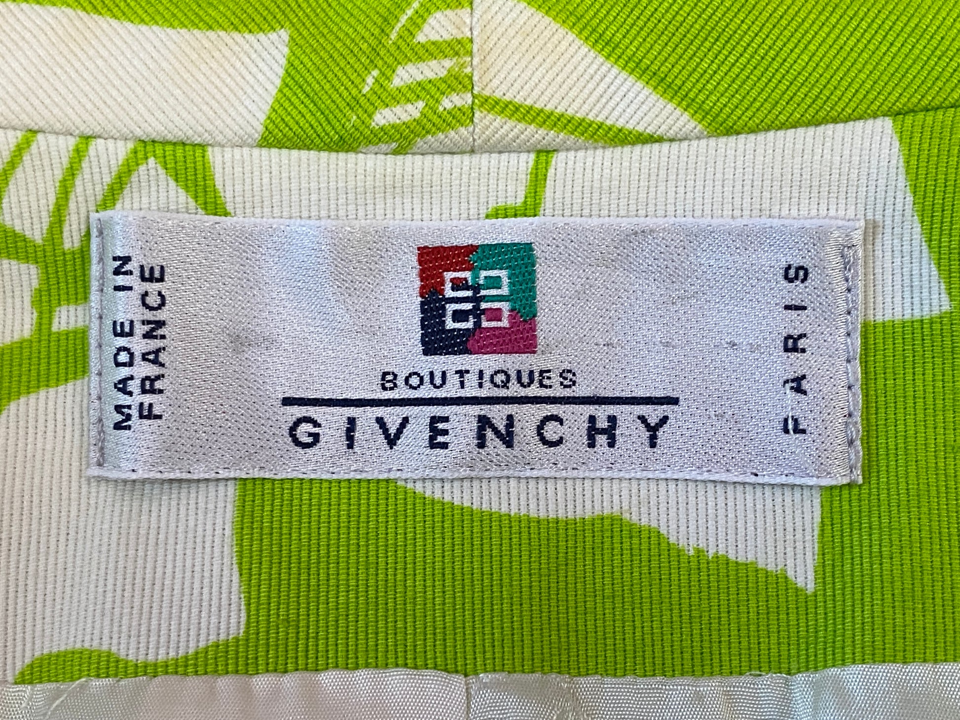 90s Givenchy Vintage Short Sleeve Blazer Jacket - Medium Green & White Cotton