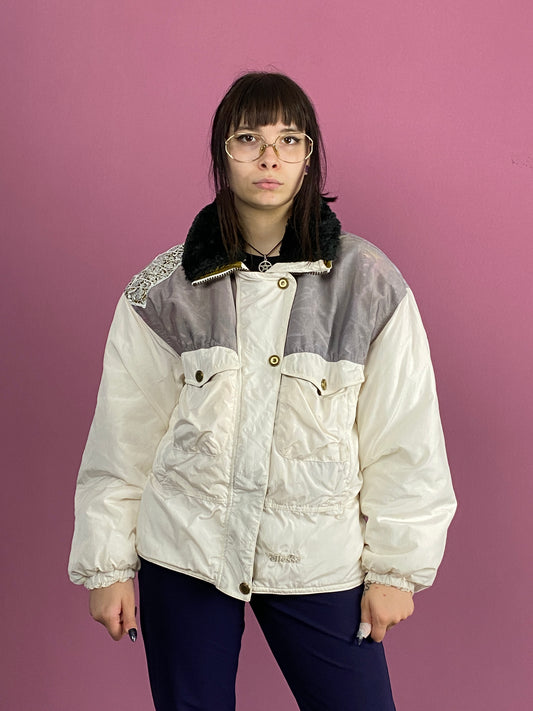 90s Ellesse Vintage Women's Ski Jacket - Large White Nylon