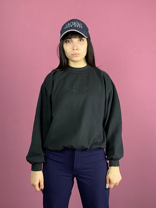 90s Reebok Vintage Women's Sweatshirt - Large Black Polyester Blend