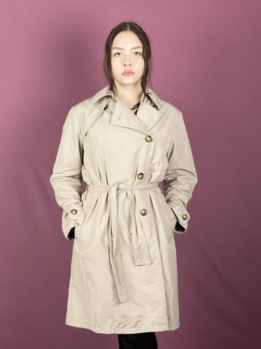 Moncler Vintage Women's Trench Coat - M Beige Polyester