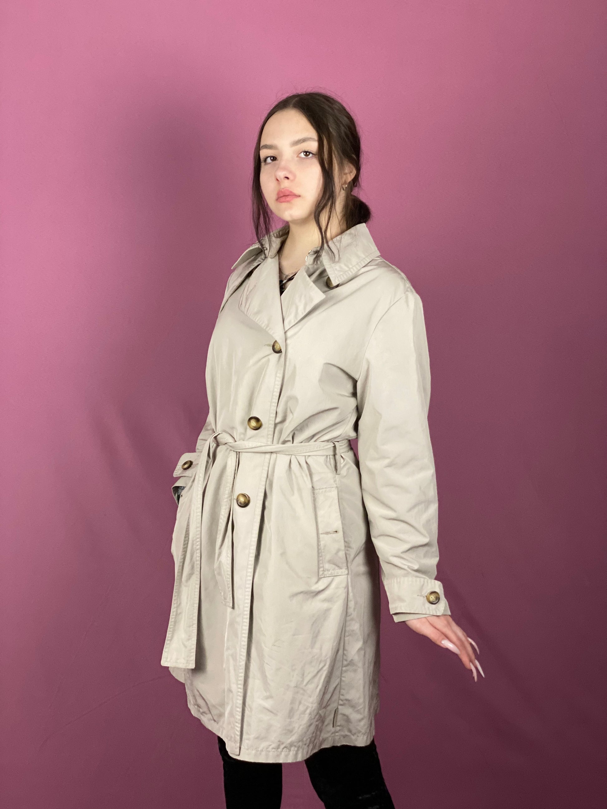 Moncler Vintage Women’s Trench Coat - Medium Gray Polyester