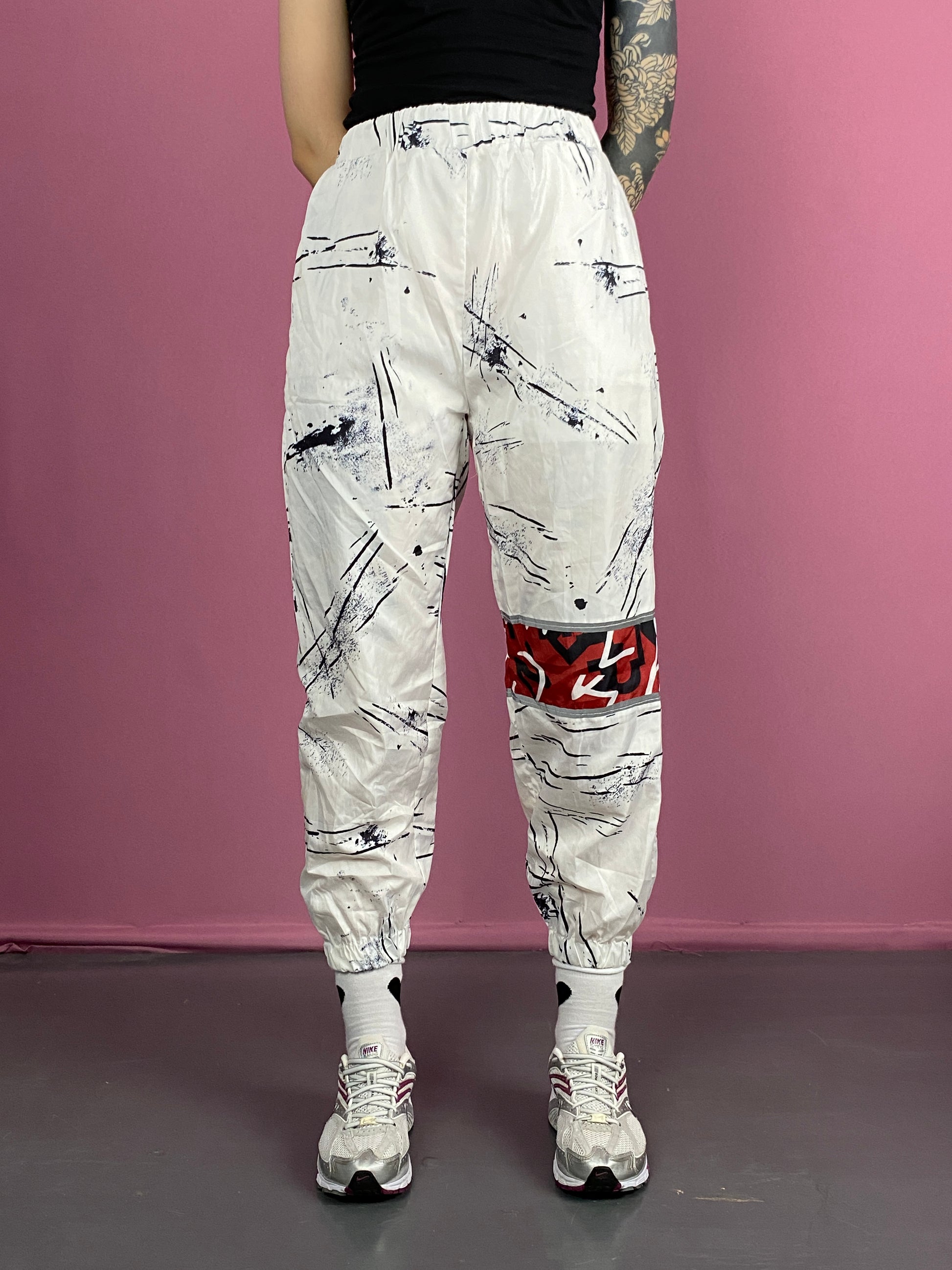 Vintage Women's Track Pants - M White Polyester Blend