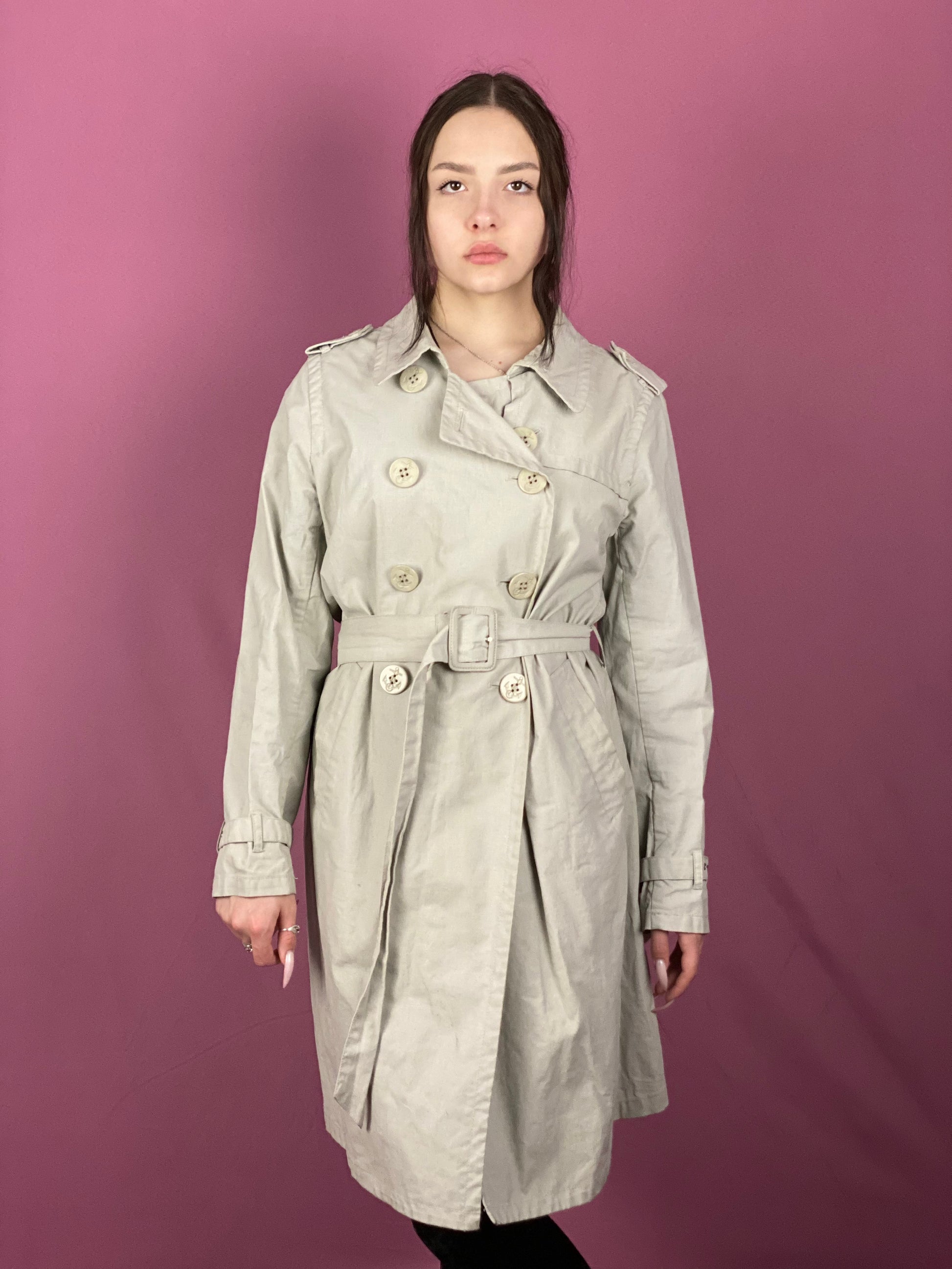 90s Jean Paul Gaultier Vintage Women's Trench Coat - Large Beige Linen