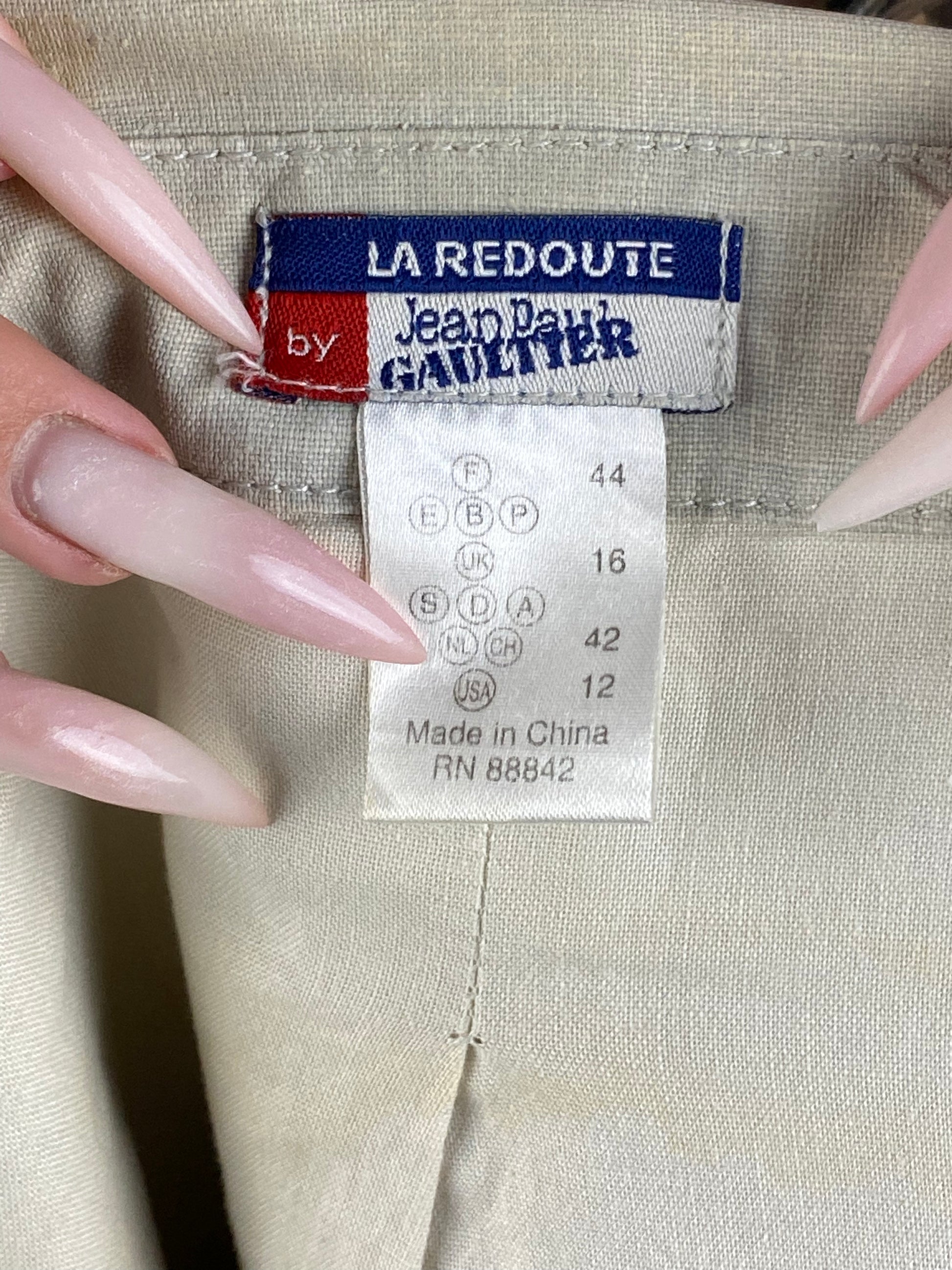 90s Jean Paul Gaultier Vintage Women's Trench Coat - Large Beige Linen