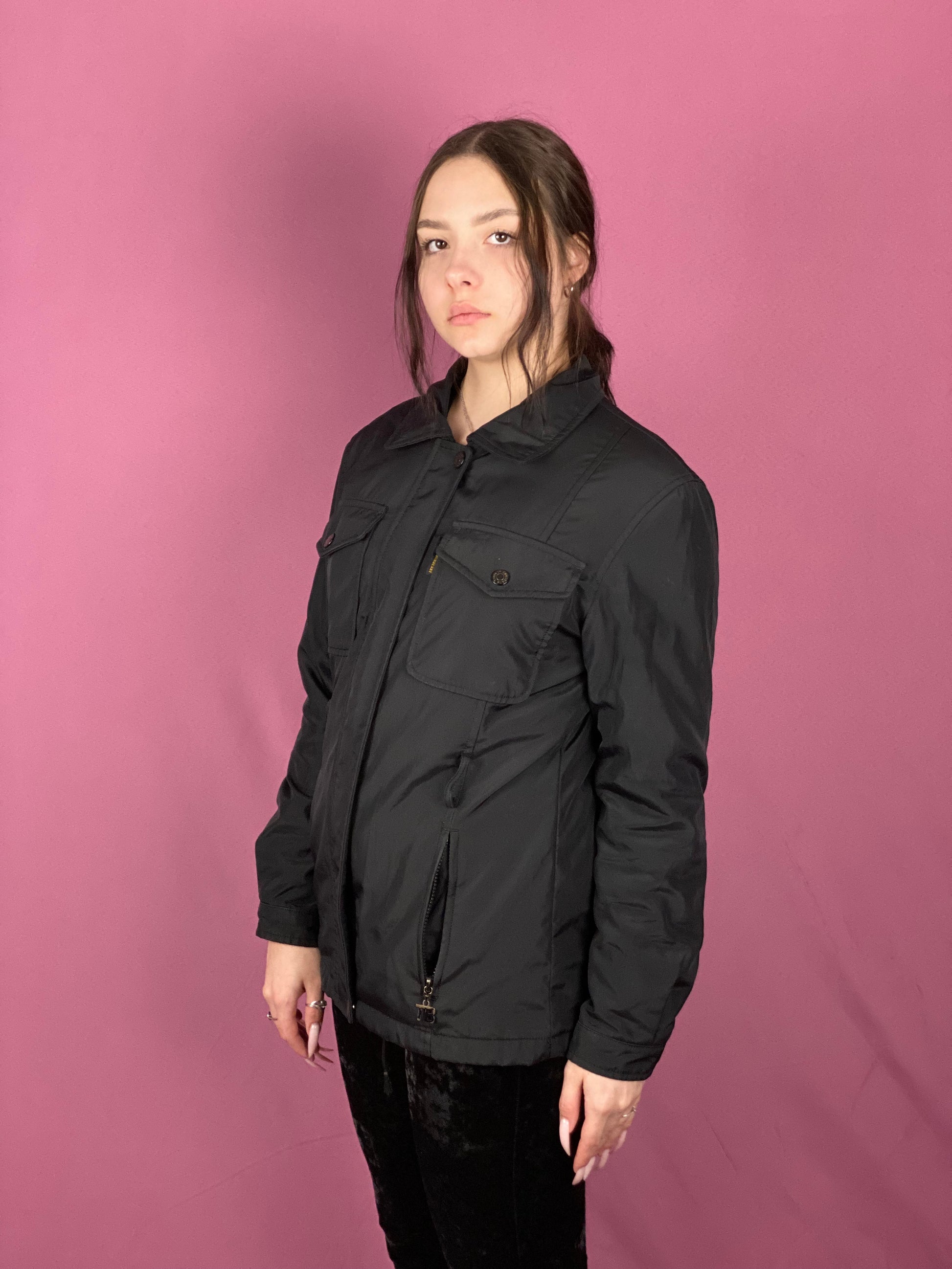 90s Thomas Burberry Vintage Women's Jacket - Medium Black Polyester