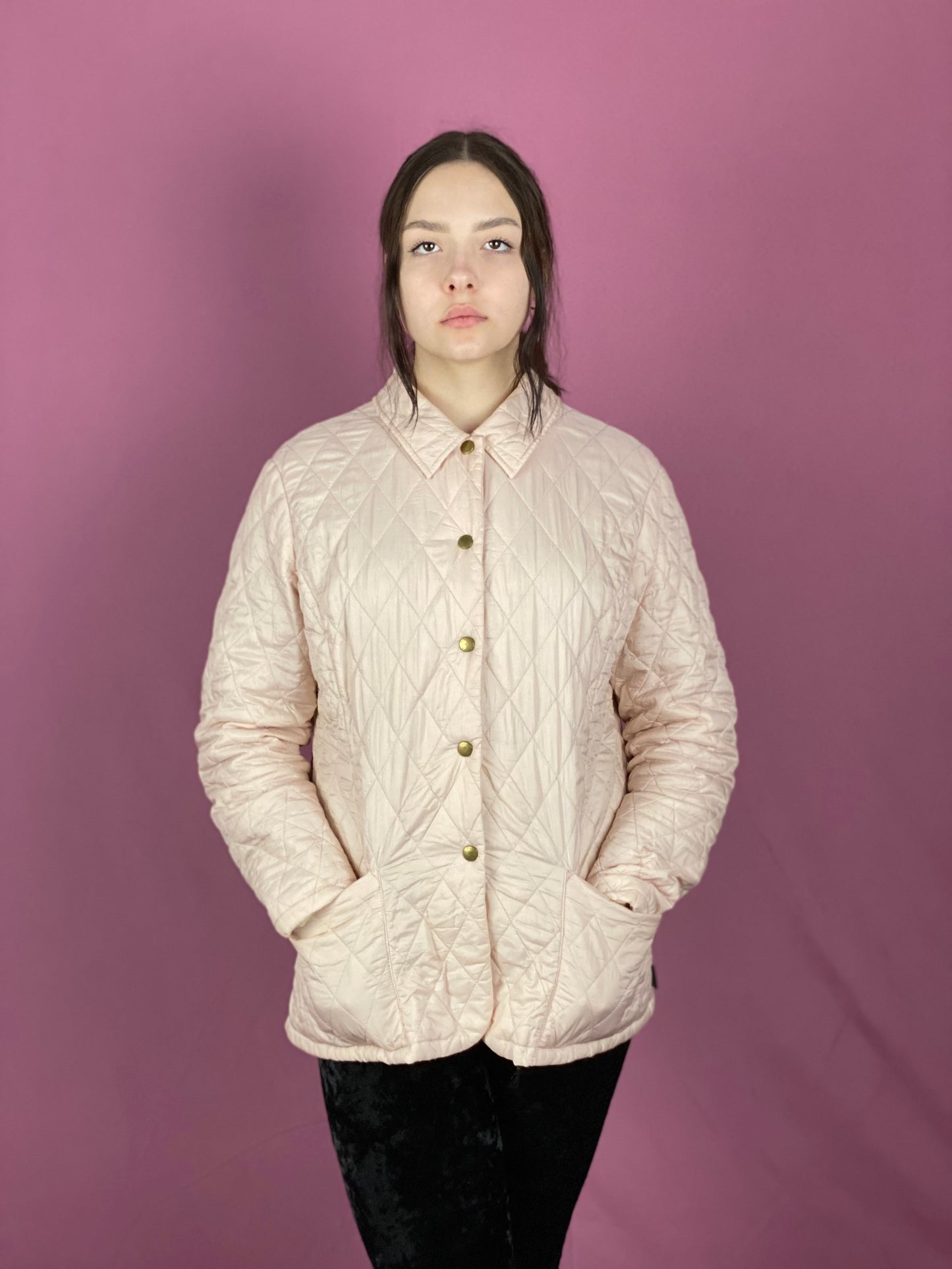 Barbour Vintage Women’s Quilted Jacket - Large Pink Nylon
