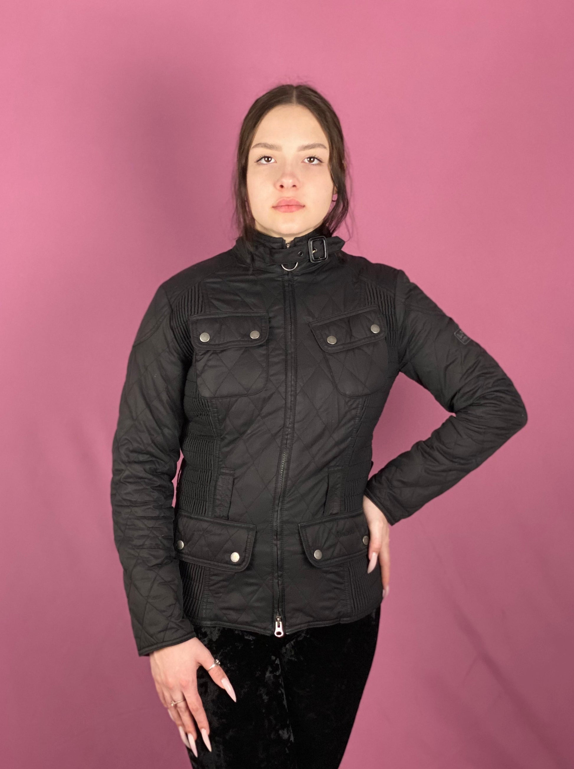 Barbour International Women's Quilted Jacket - Medium Black Polyester