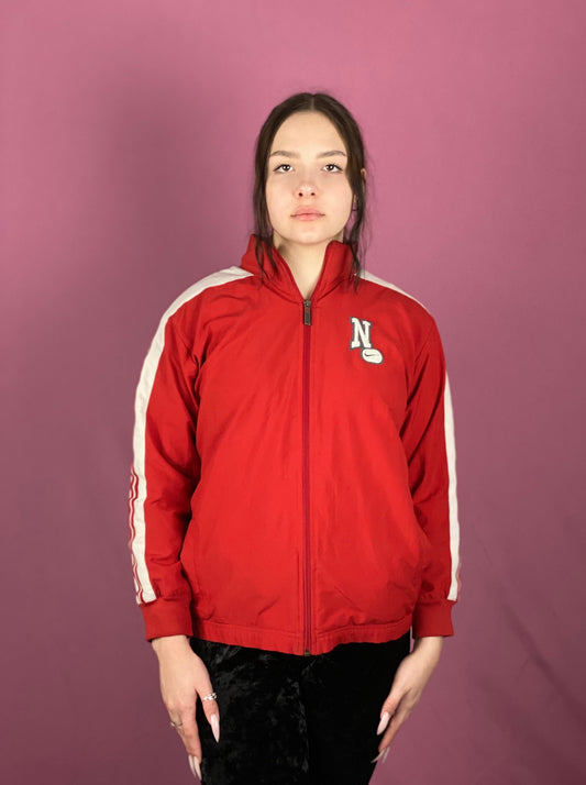 Nike Vintage Women's Track Jacket - Large Red Polyester