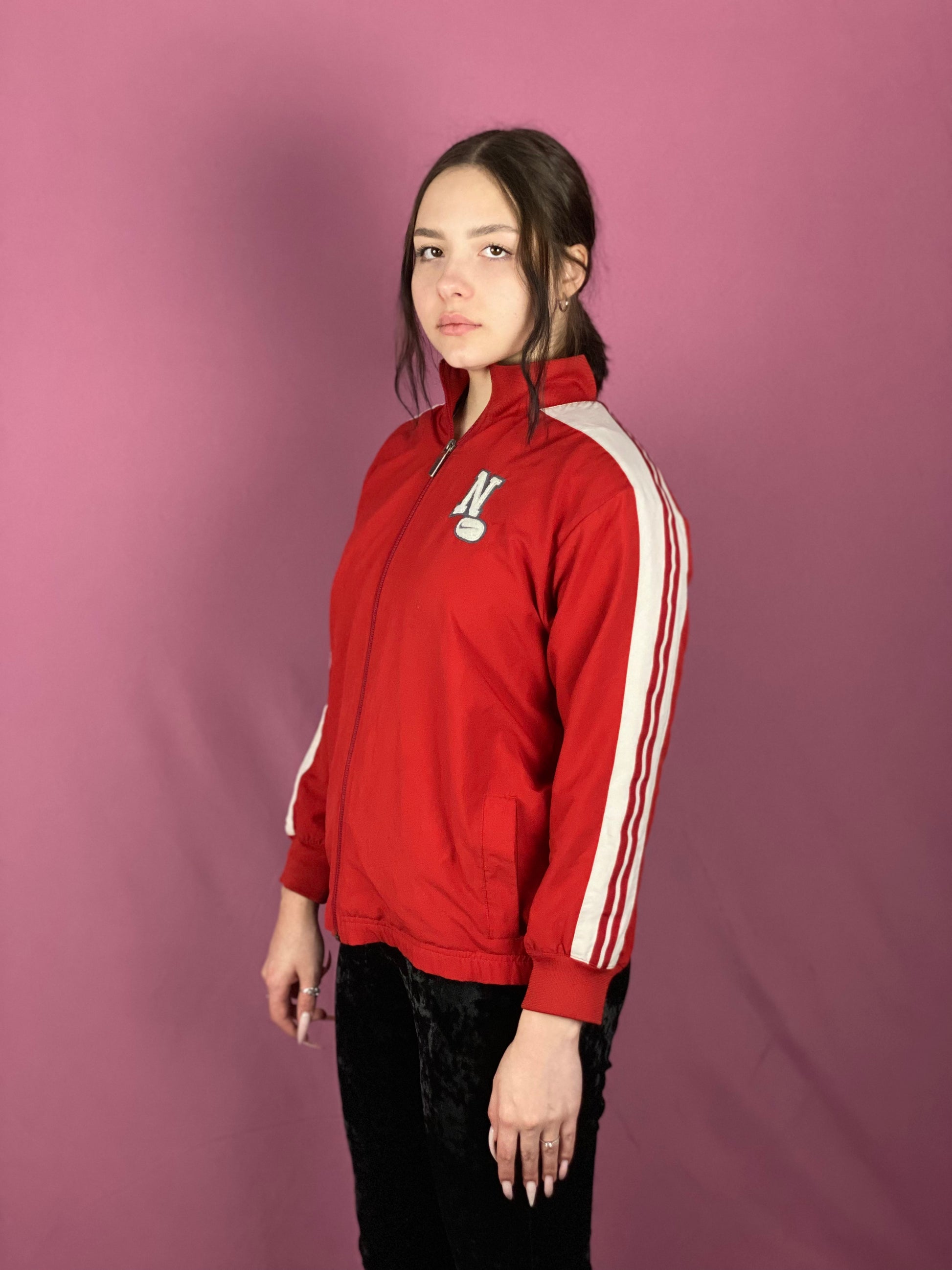 Nike Vintage Women's Track Jacket - Large Red Polyester