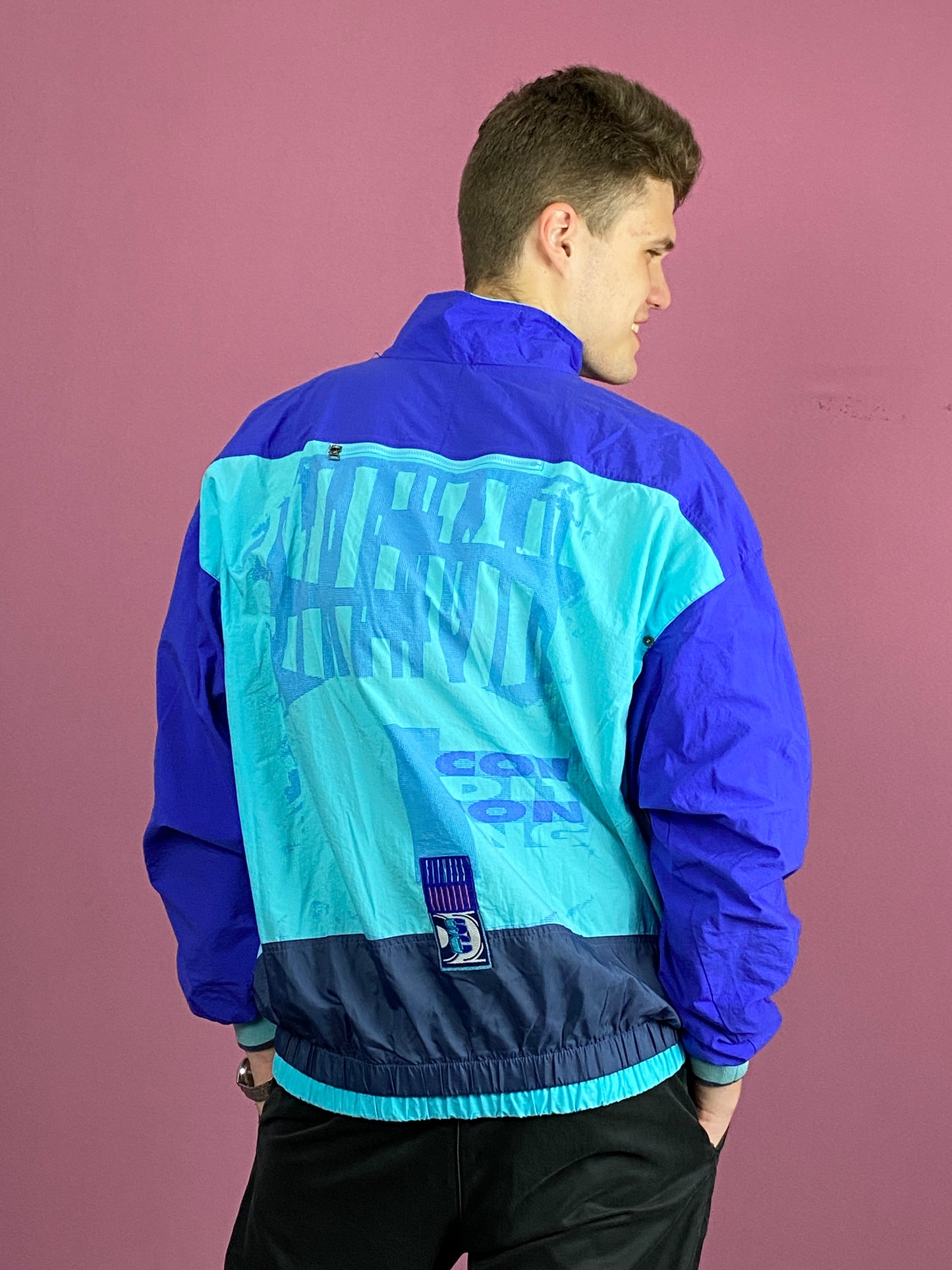 80s Nike Vintage Men's Windbreaker Anorak Jacket - Large Blue Nylon