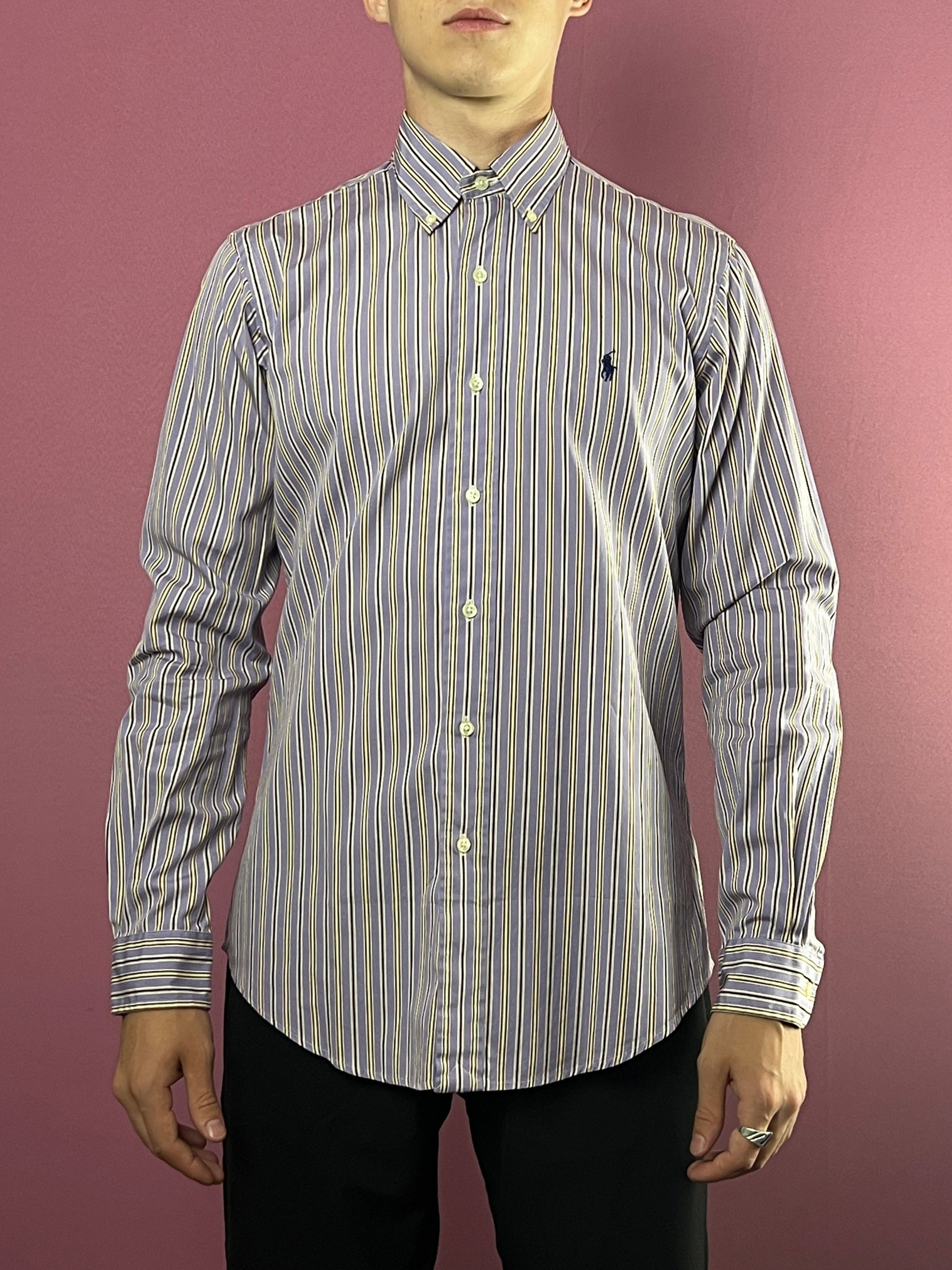 90s Polo by Ralph Lauren Vintage Men's Striped Shirt - S Purple Cotton